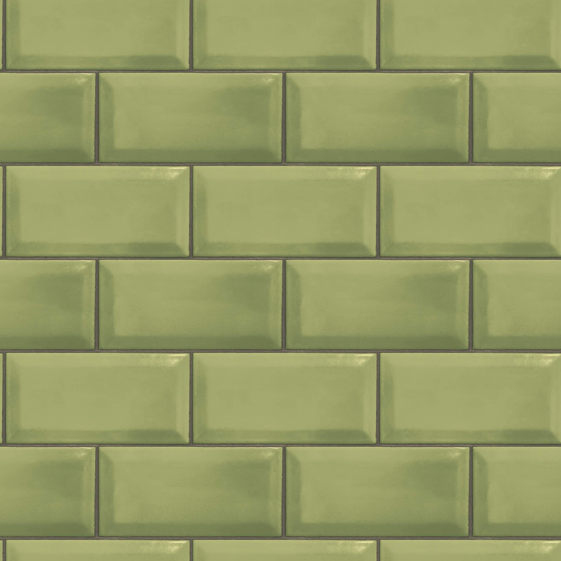 Metro Tile Green Wallpaper from the Just Kitchens Collection by Galerie Wallcoverings