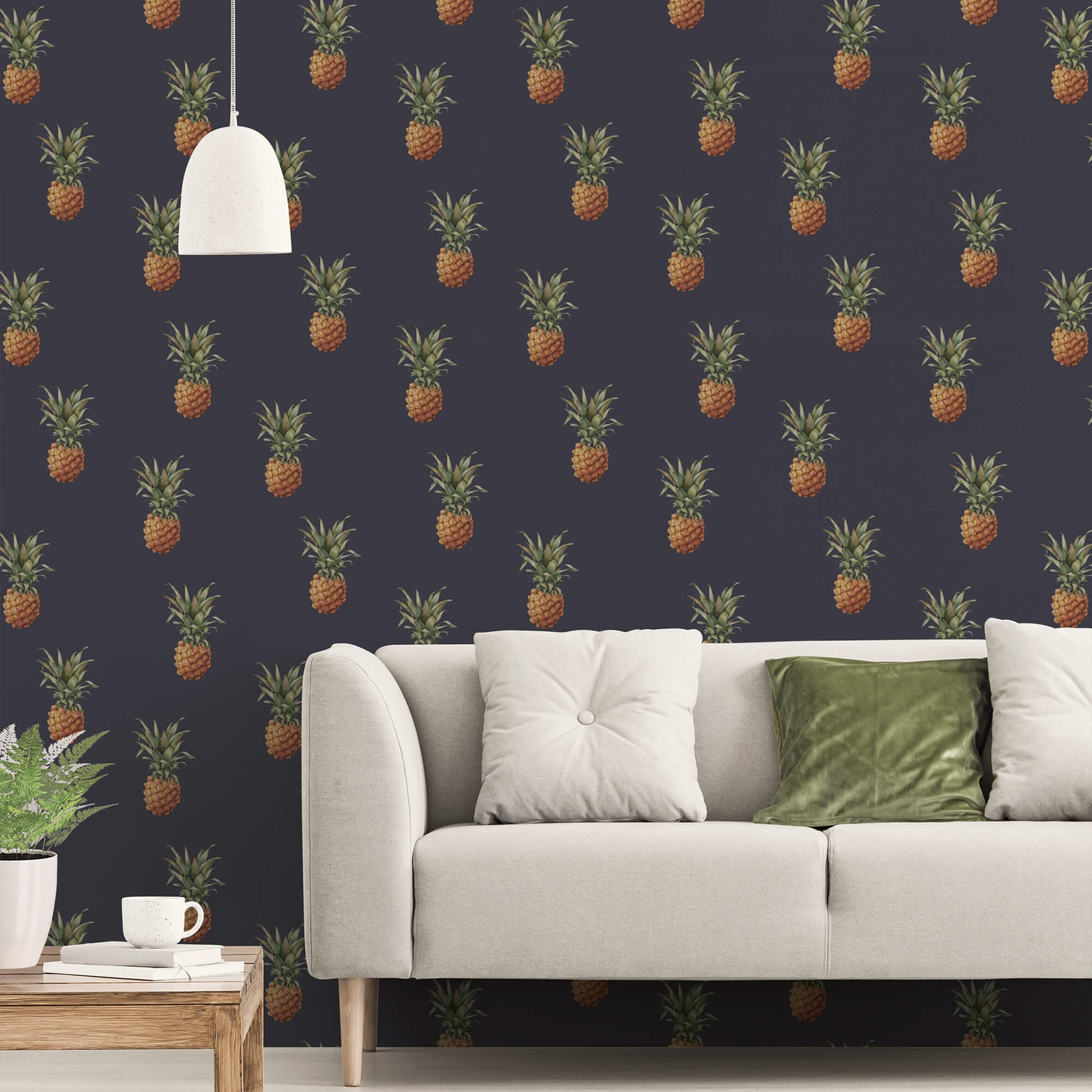 Pineapples Navy Wallpaper from the Just Kitchens Collection by Galerie Wallcoverings