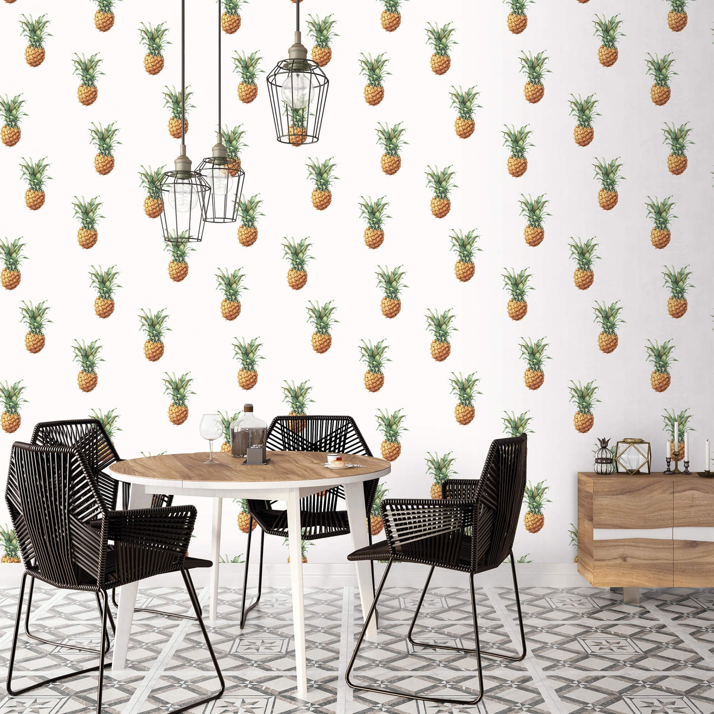Pineapples Green/Brown Wallpaper from the Just Kitchens Collection by Galerie Wallcoverings