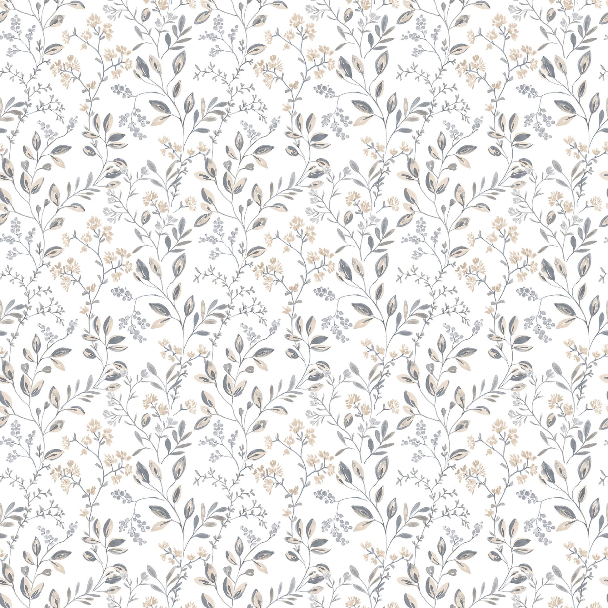 Spring Leaf Trail Grey/Beige Wallpaper from the Just Kitchens Collection by Galerie Wallcoverings