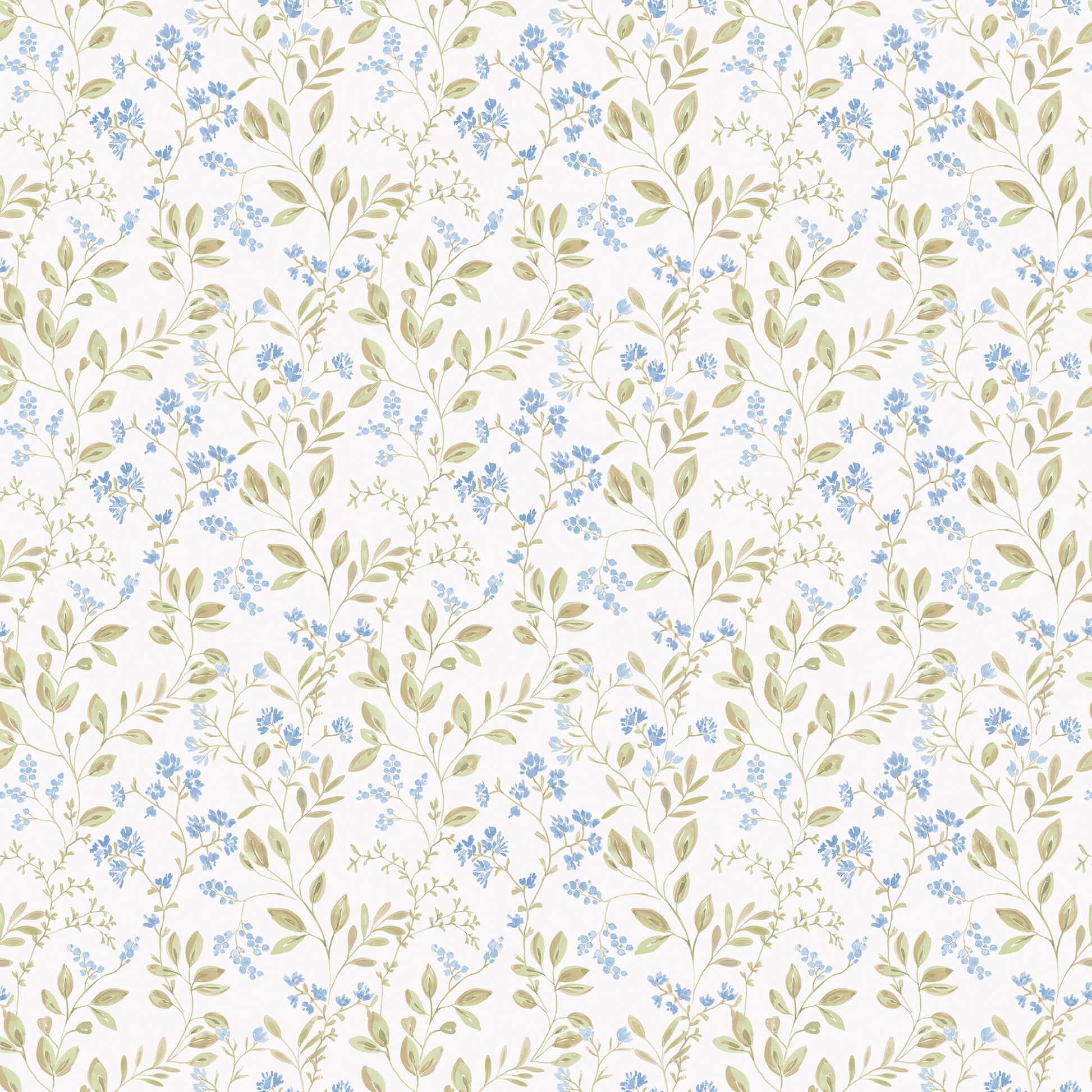 Spring leaf trail Blue/Green Wallpaper from the Just Kitchens Collection by Galerie Wallcoverings