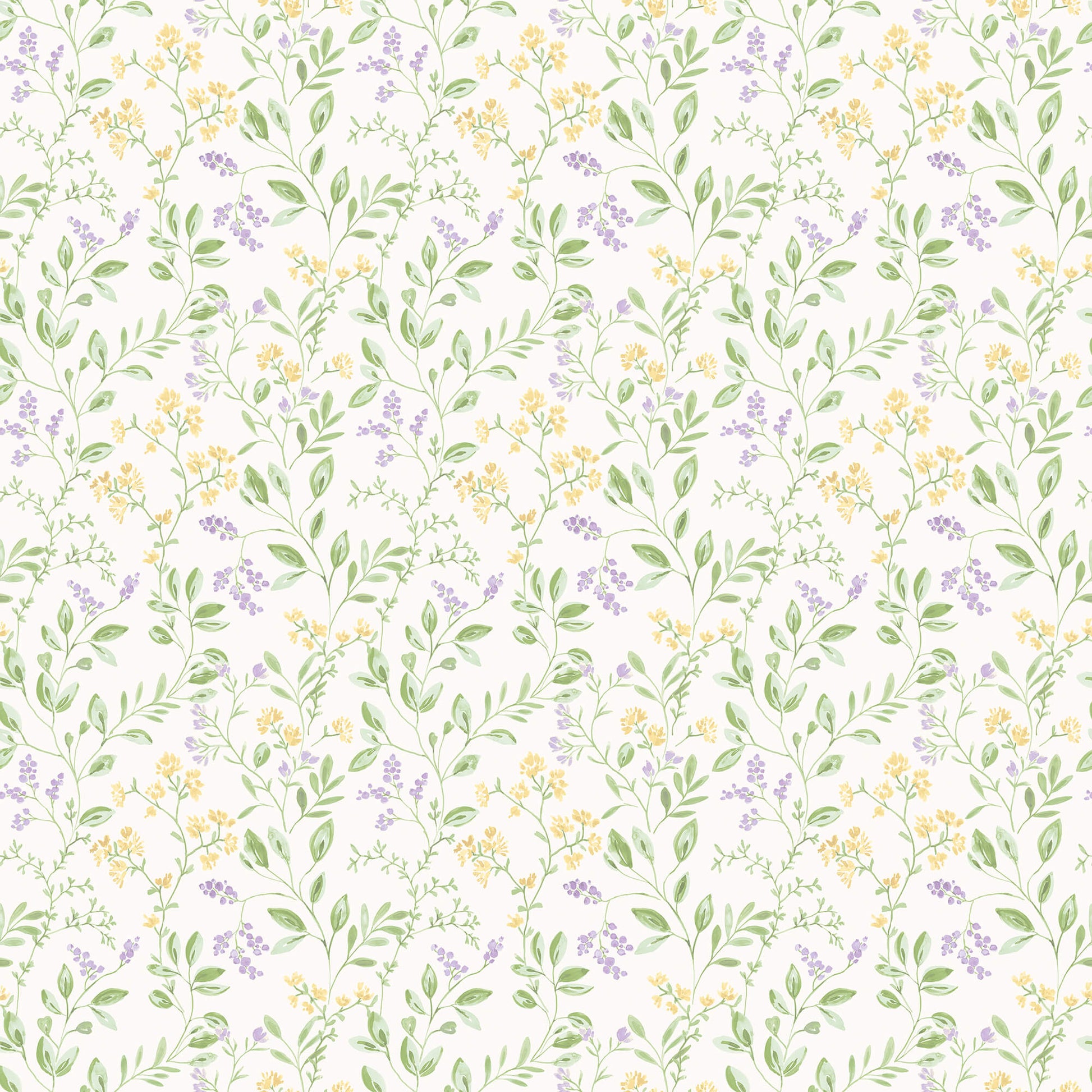Spring Leaf Trail Lilac/Yellow Wallpaper from the Just Kitchens Collection by Galerie Wallcoverings