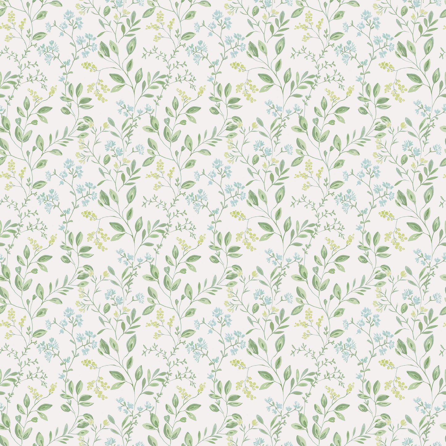 Spring Leaf Trail Green/Blue Wallpaper from the Just Kitchens Collection by Galerie Wallcoverings