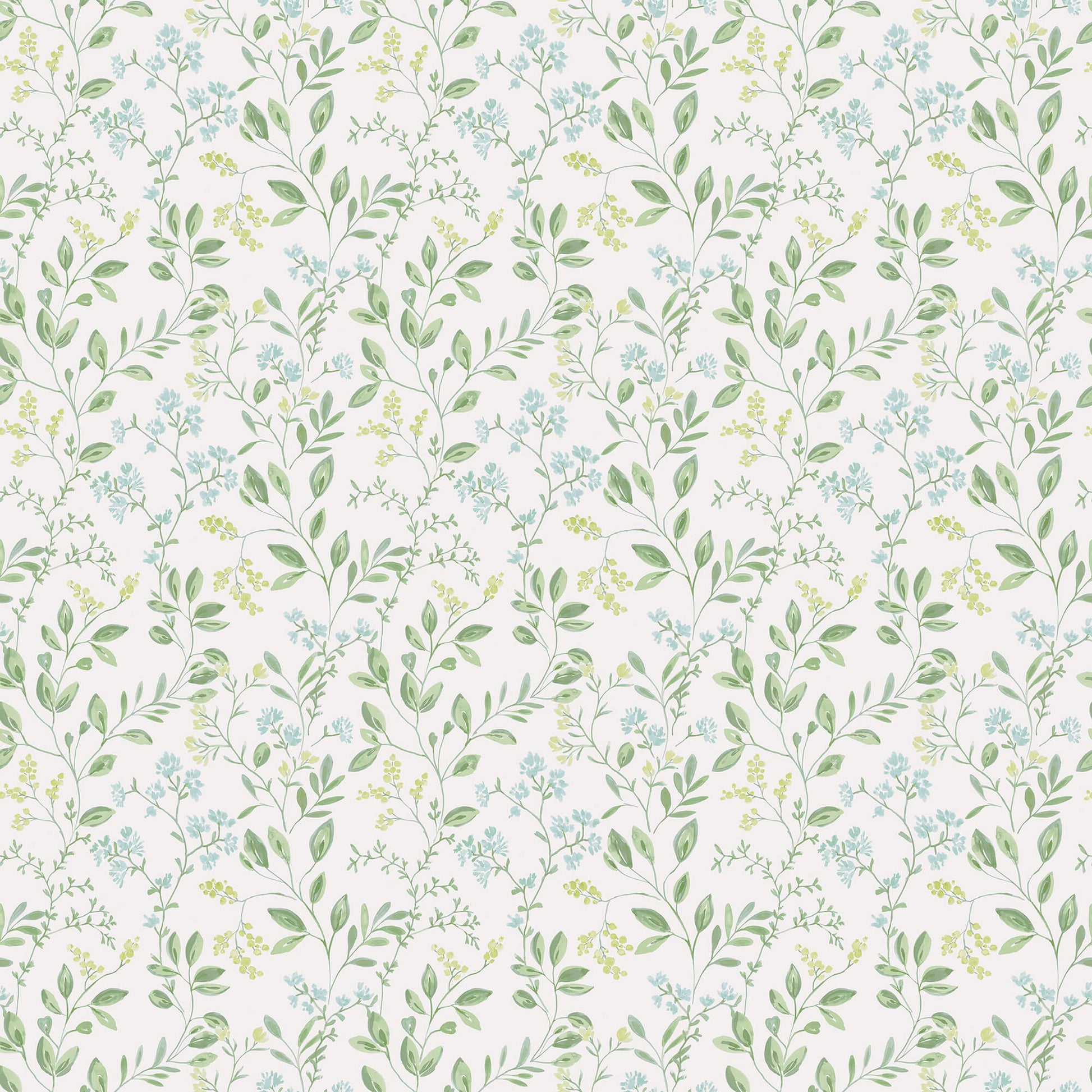 Spring Leaf Trail Green/Blue Wallpaper from the Just Kitchens Collection by Galerie Wallcoverings