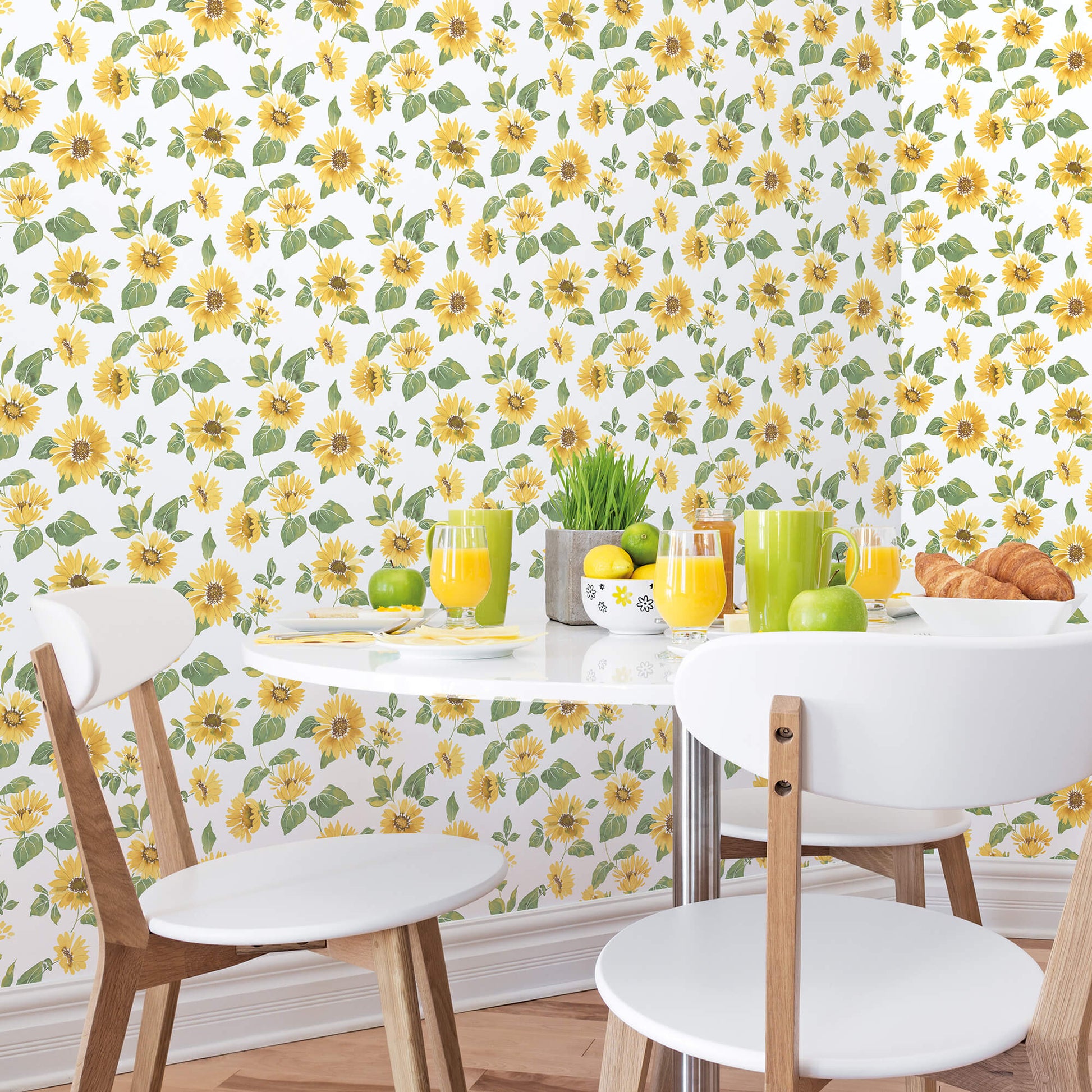 Sunflower Trail Yellow/Green Wallpaper from the Just Kitchens Collection by Galerie Wallcoverings