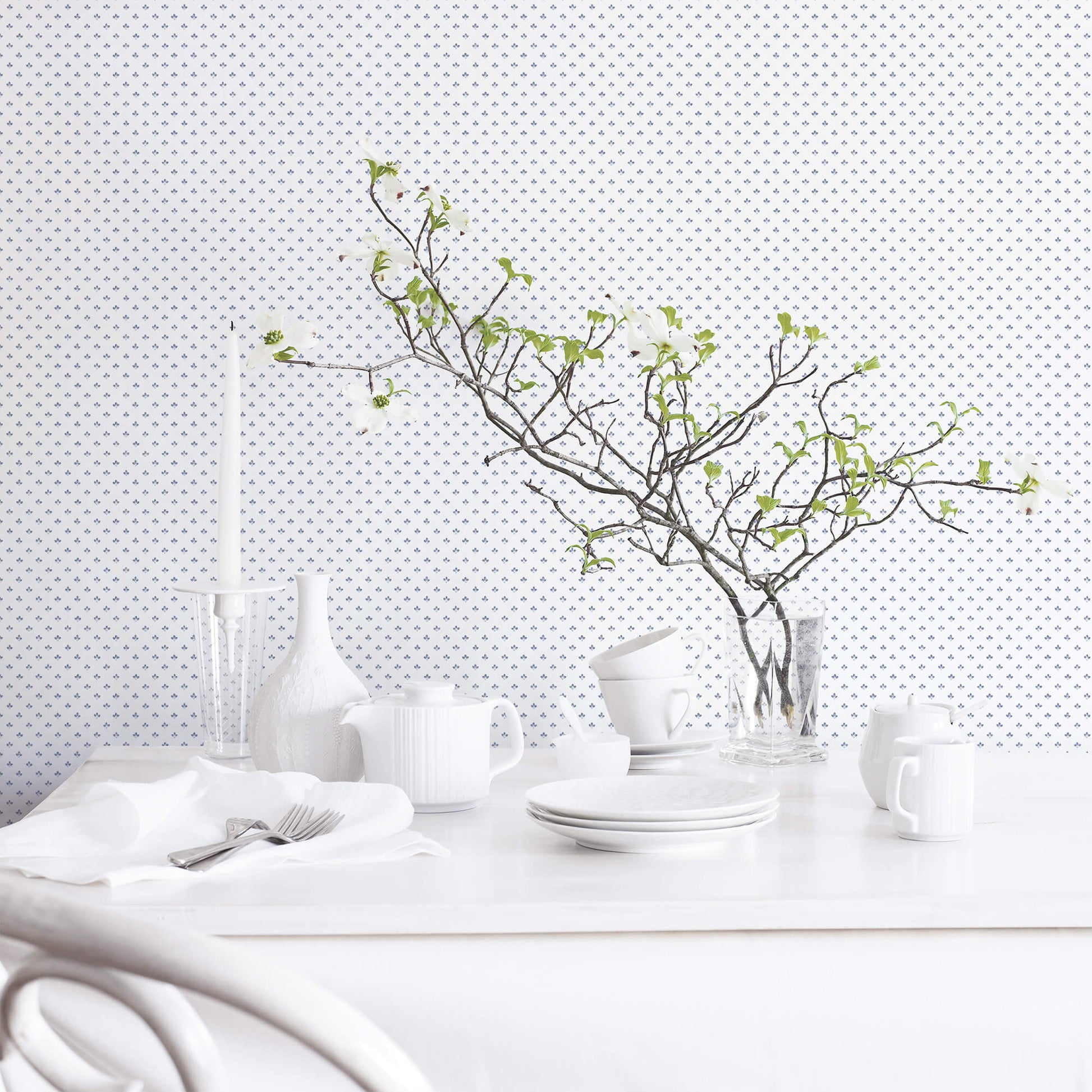 Tri Leaf Navy/Blue Wallpaper from the Just Kitchens Collection by Galerie Wallcoverings