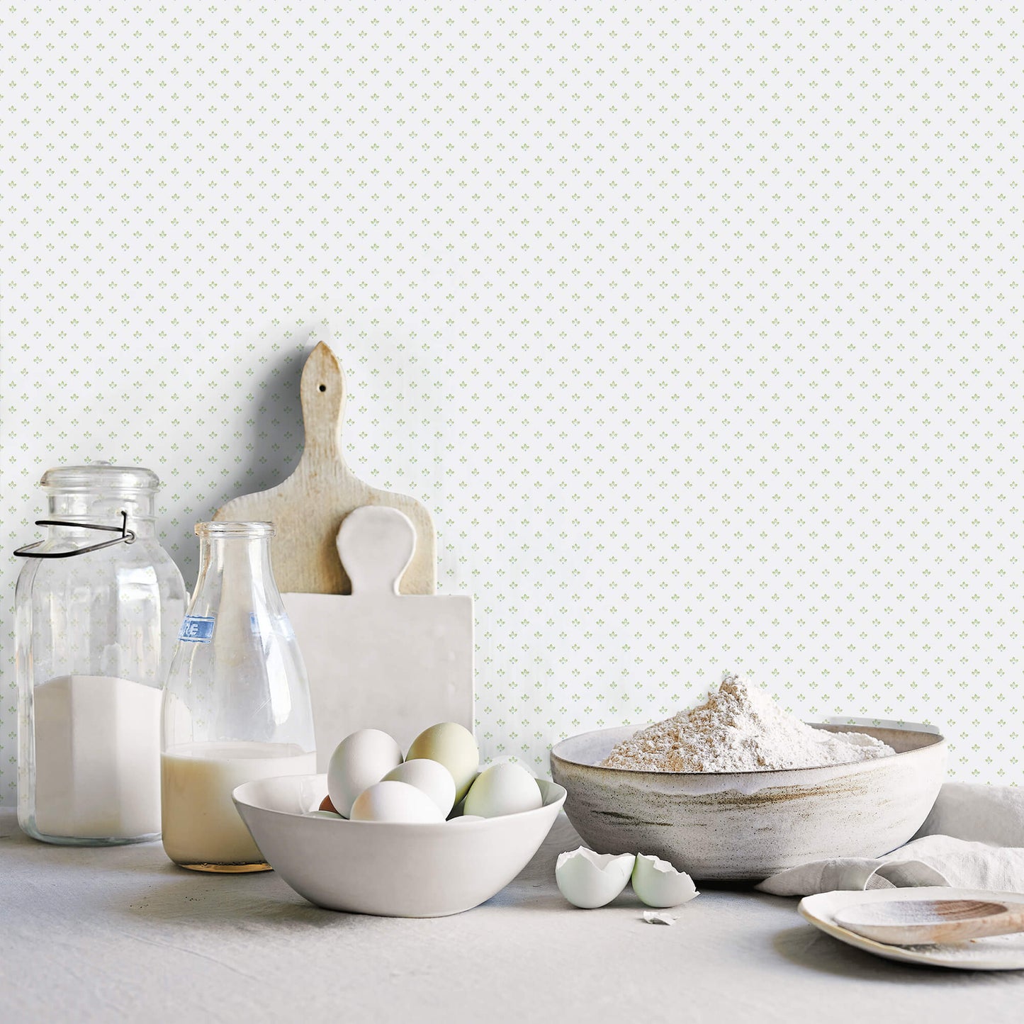 Tri Leaf Green/Blue Wallpaper from the Just Kitchens Collection by Galerie Wallcoverings