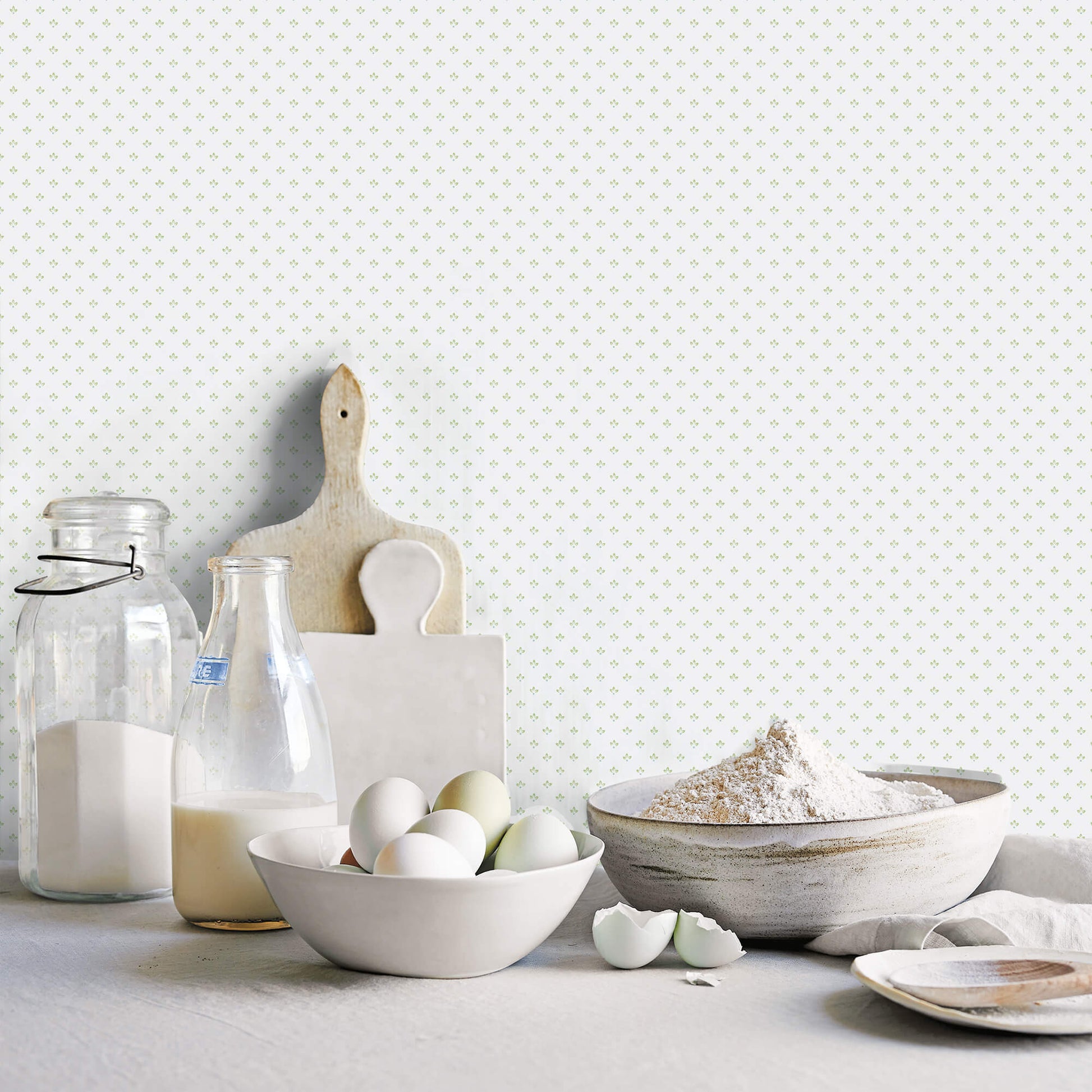 Tri Leaf Green/Blue Wallpaper from the Just Kitchens Collection by Galerie Wallcoverings