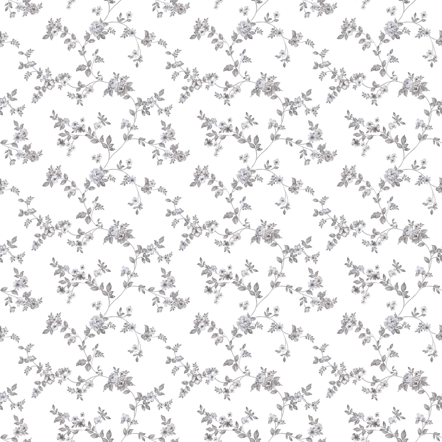 Delicate Floral Black/Grey Wallpaper from the Small Prints Collection by Galerie Wallcoverings