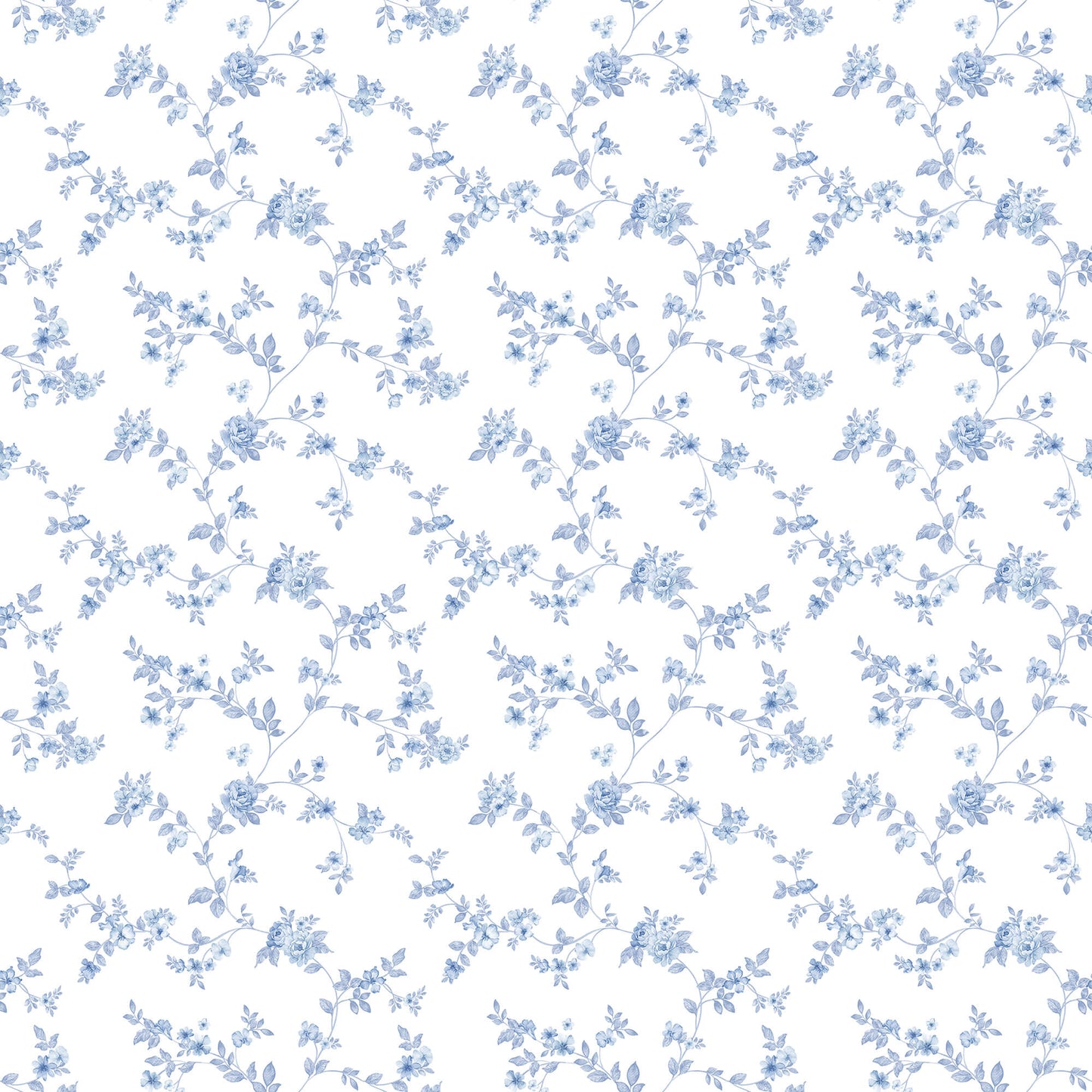 Delicate Floral Blue Wallpaper from the Small Prints Collection by Galerie Wallcoverings