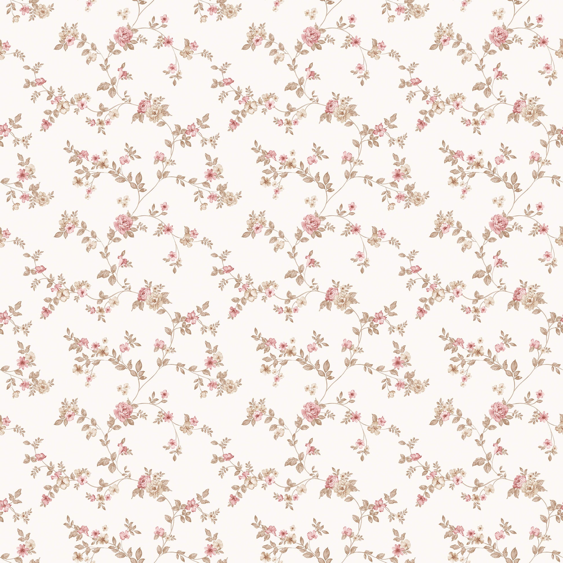 Delicate Floral Cranberry/Tan Wallpaper from the Small Prints Collection by Galerie Wallcoverings