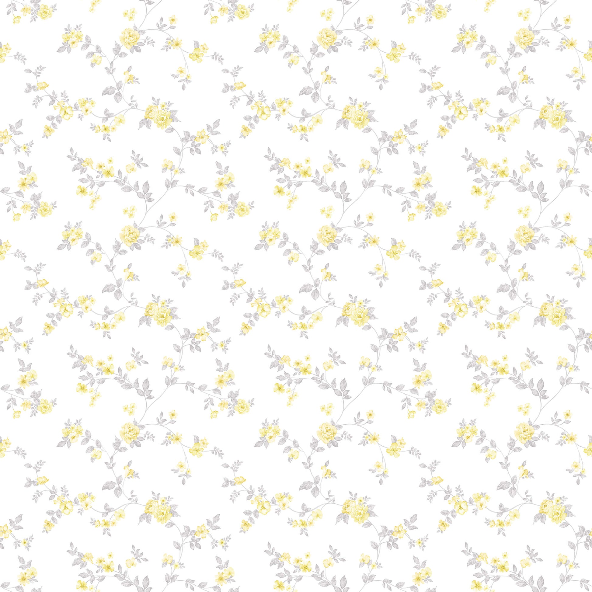 Delicate Floral Yellow/Grey Wallpaper from the Small Prints Collection by Galerie Wallcoverings