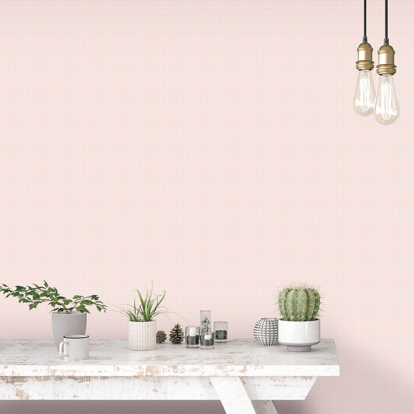 Houndstooth Blush Pink Wallpaper from the Small Prints Collection by Galerie Wallcoverings