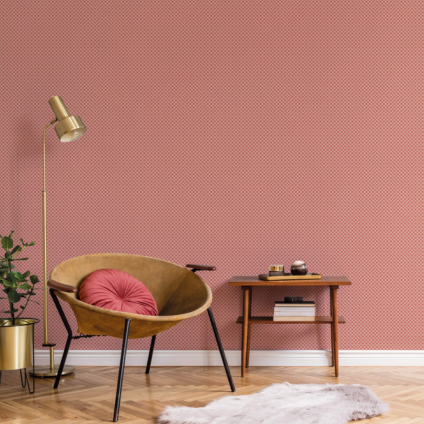 Medallion Cranberry Wallpaper from the Small Prints Collection by Galerie Wallcoverings