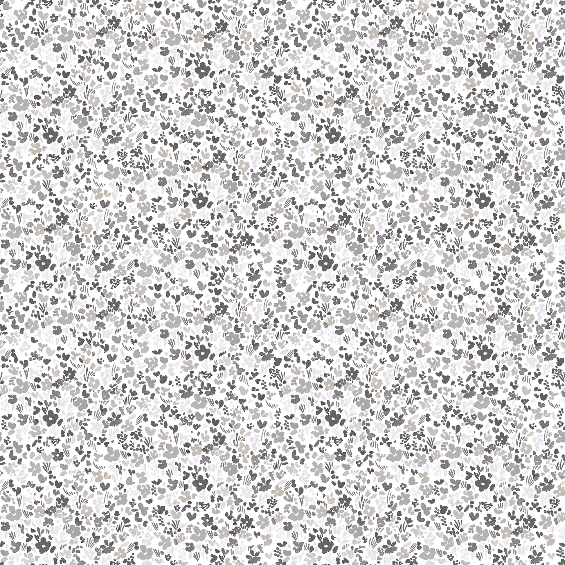 Mini Mod Floral Grey/Black Wallpaper from the Small Prints Collection by Galerie Wallcoverings