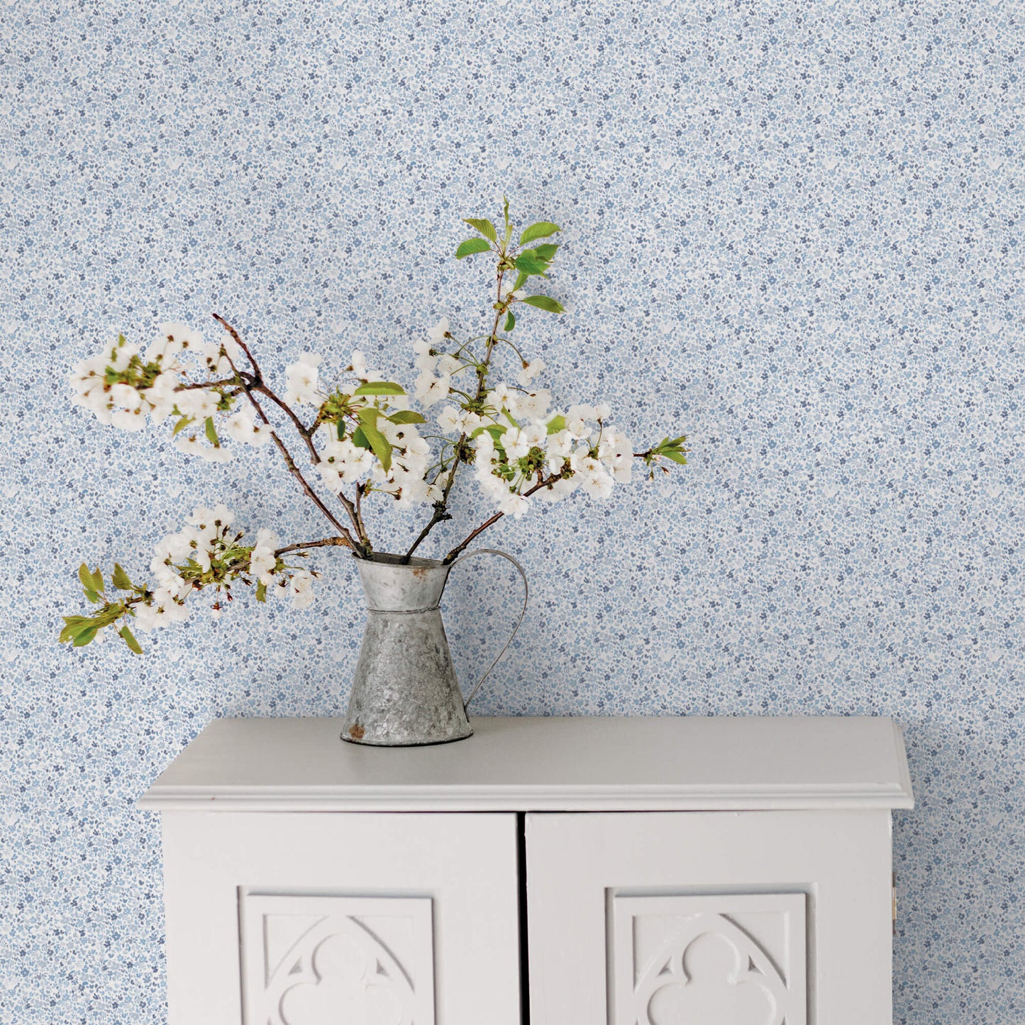 Mini Mod Floral Navy Wallpaper from the Small Prints Collection by Galerie Wallcoverings