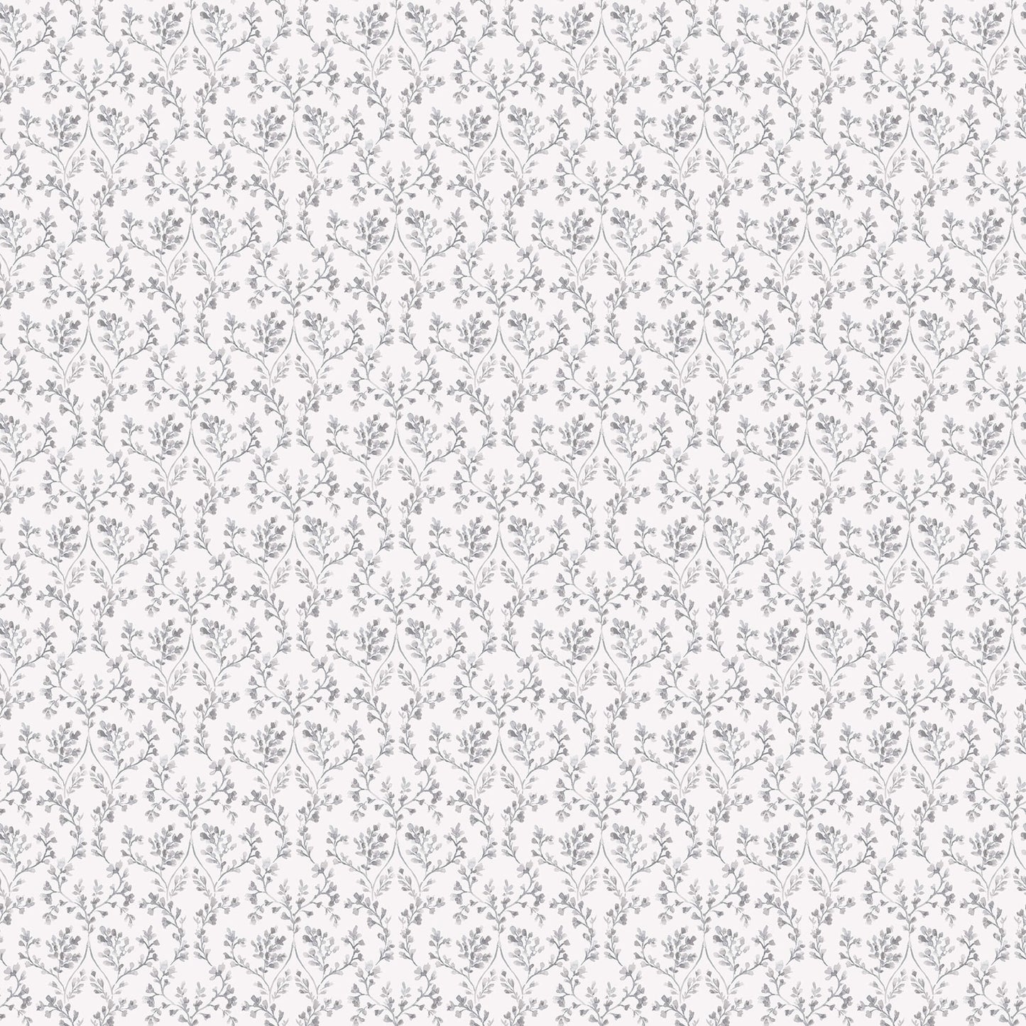 Ogee Floral Black/Grey Wallpaper from the Small Prints Collection by Galerie Wallcoverings