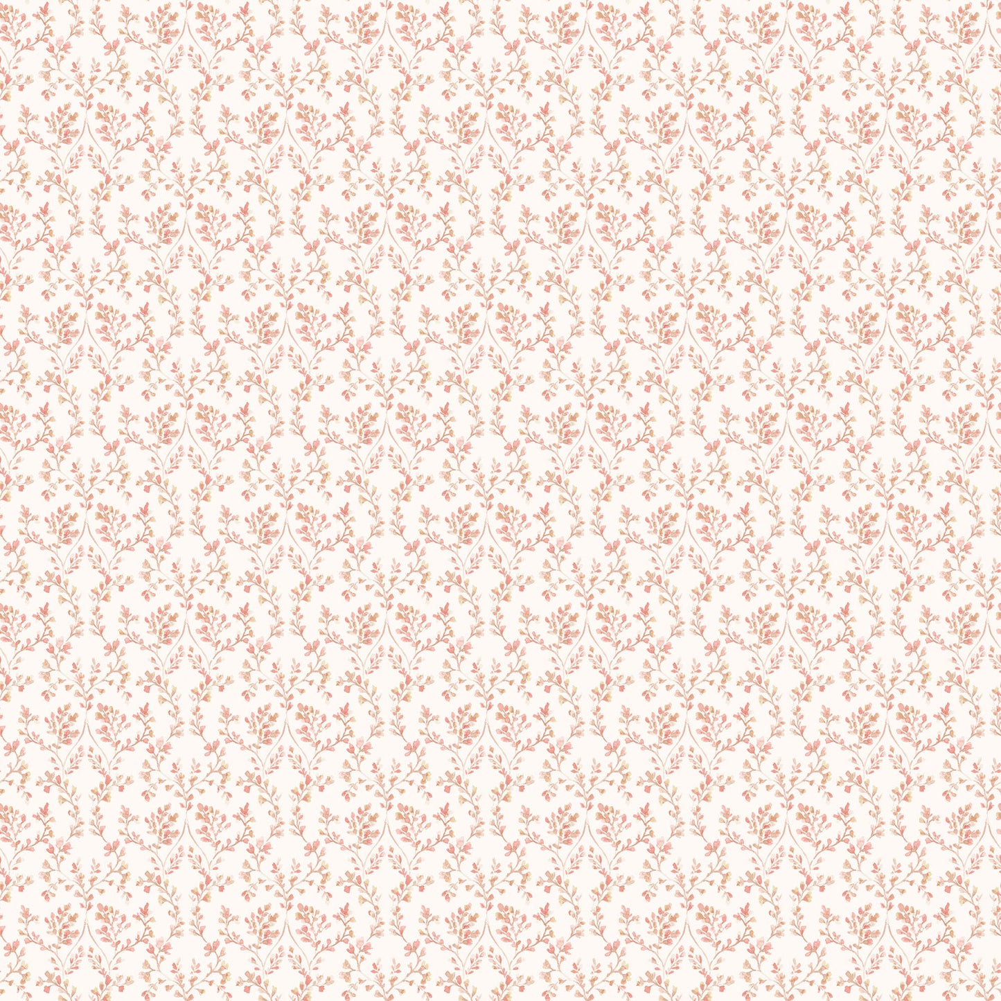 Ogee Floral Cranberry/Tan Wallpaper from the Small Prints Collection by Galerie Wallcoverings