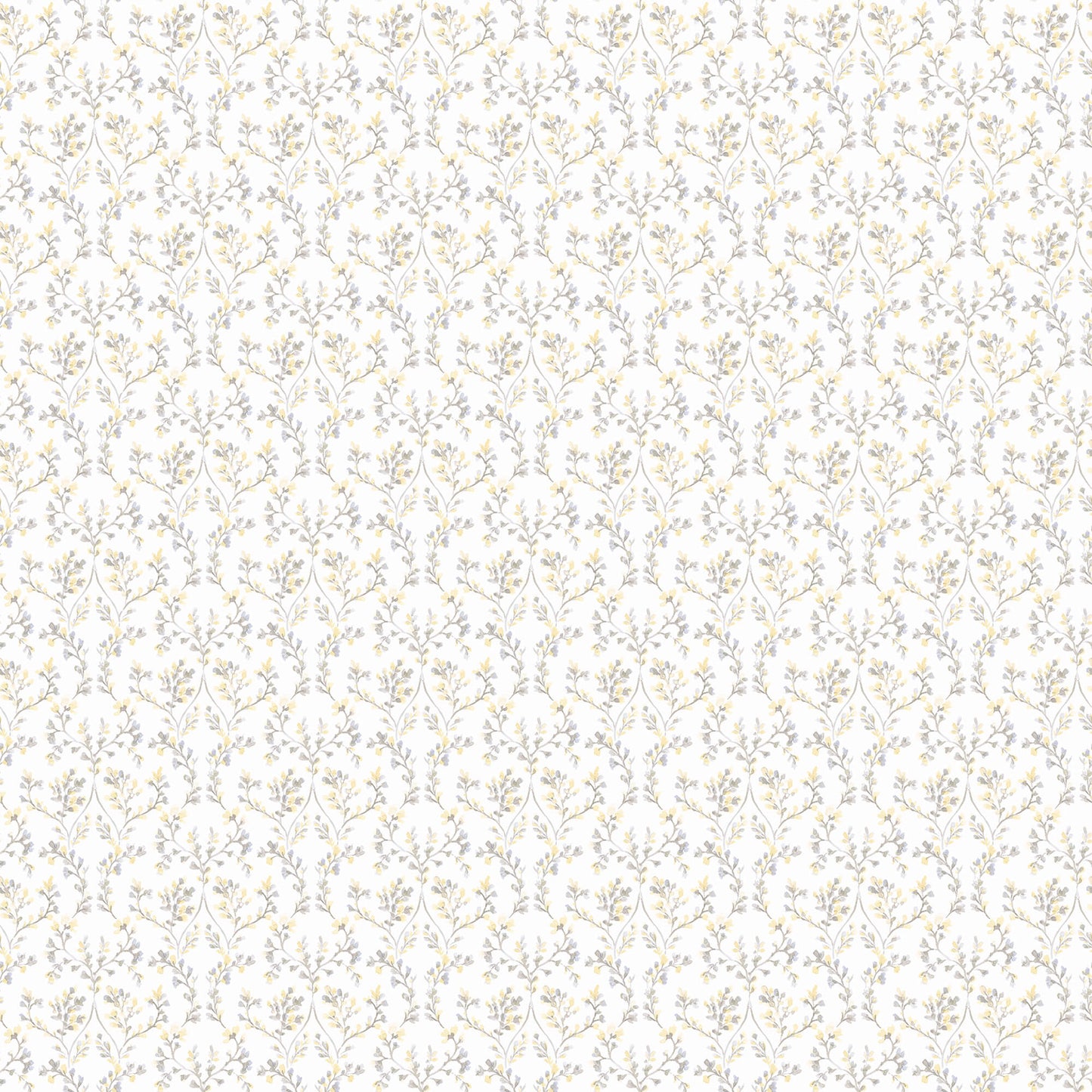Ogee Floral Grey/Yellow Wallpaper from the Small Prints Collection by Galerie Wallcoverings
