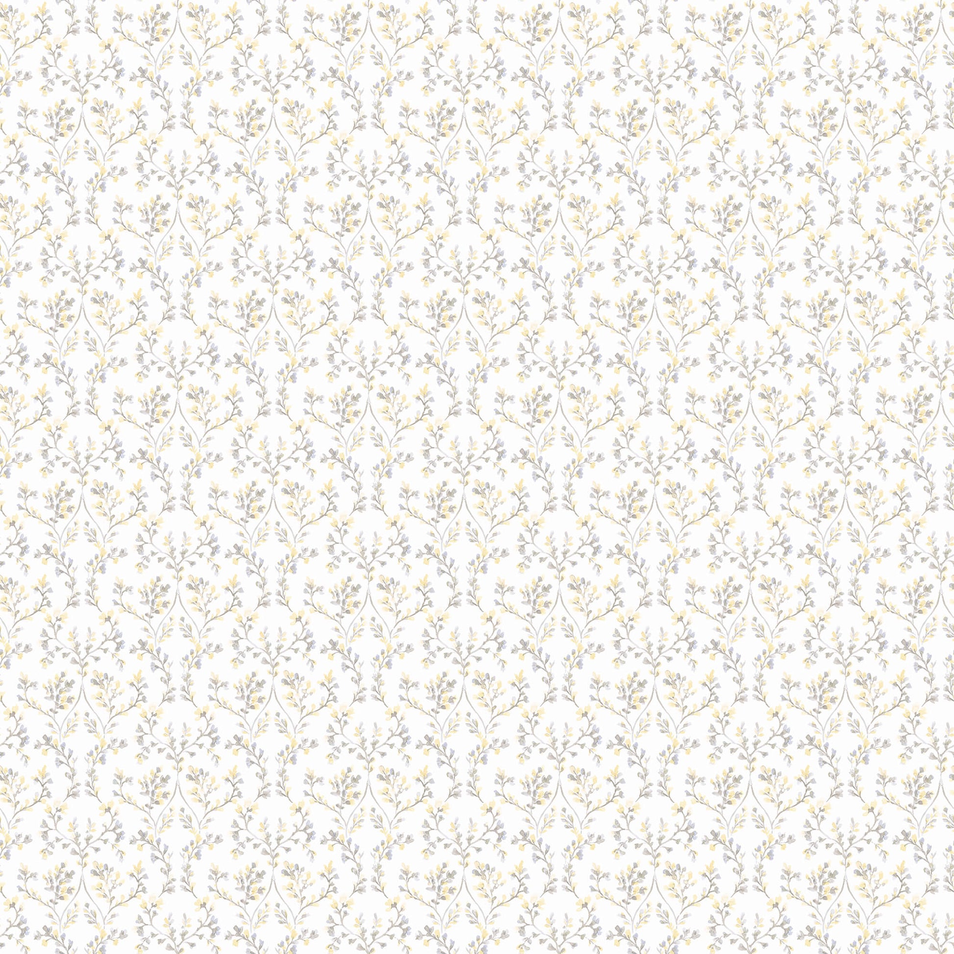 Ogee Floral Grey/Yellow Wallpaper from the Small Prints Collection by Galerie Wallcoverings