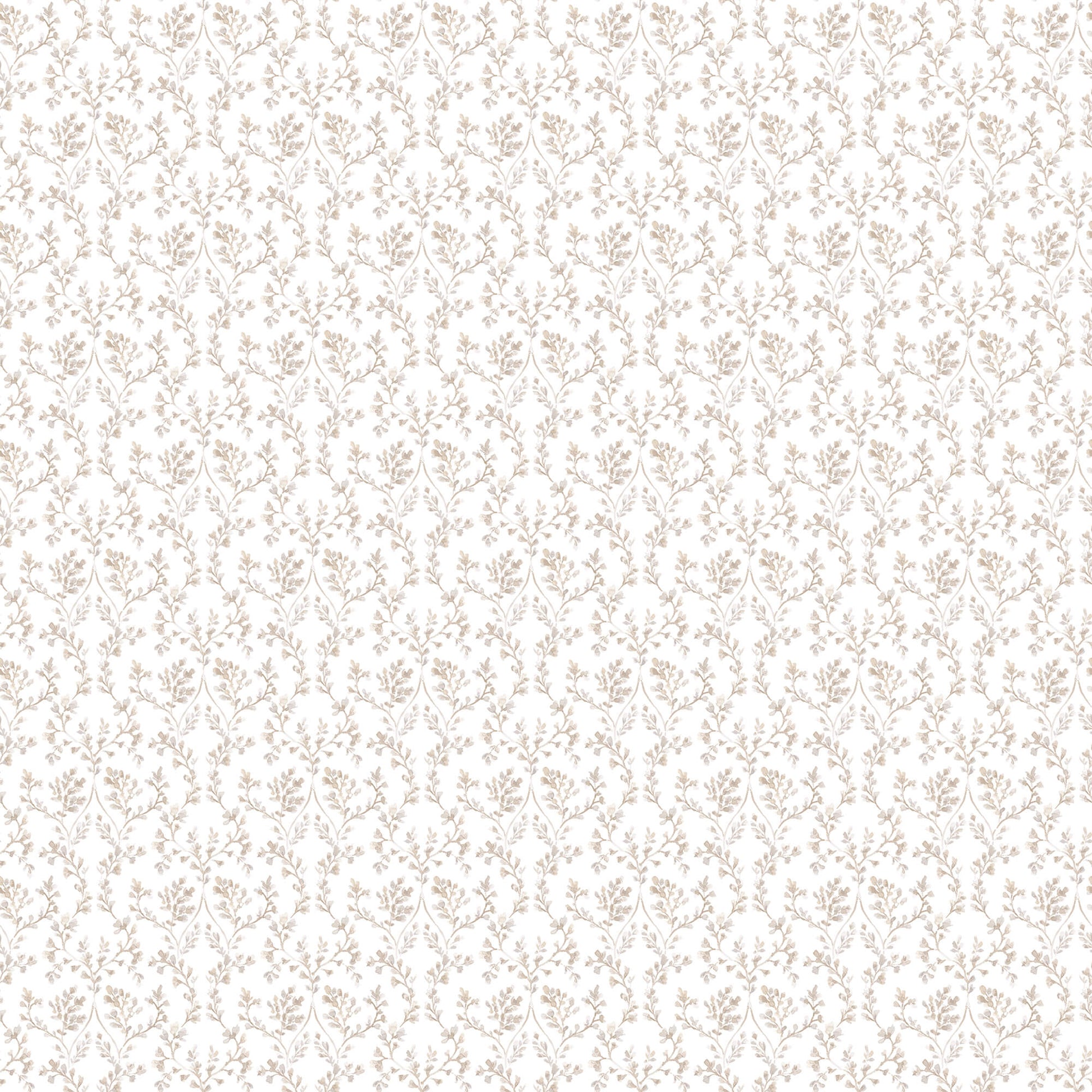Ogee Floral Taupe Wallpaper from the Small Prints Collection by Galerie Wallcoverings