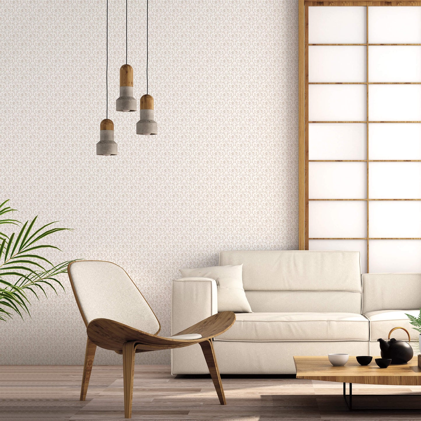 Ogee Floral Taupe Wallpaper from the Small Prints Collection by Galerie Wallcoverings