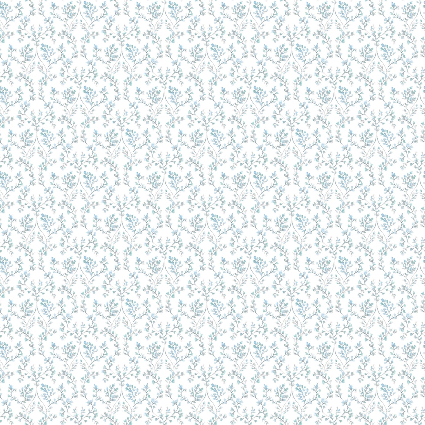 Ogee Floral Teal/Beige Wallpaper from the Small Prints Collection by Galerie Wallcoverings