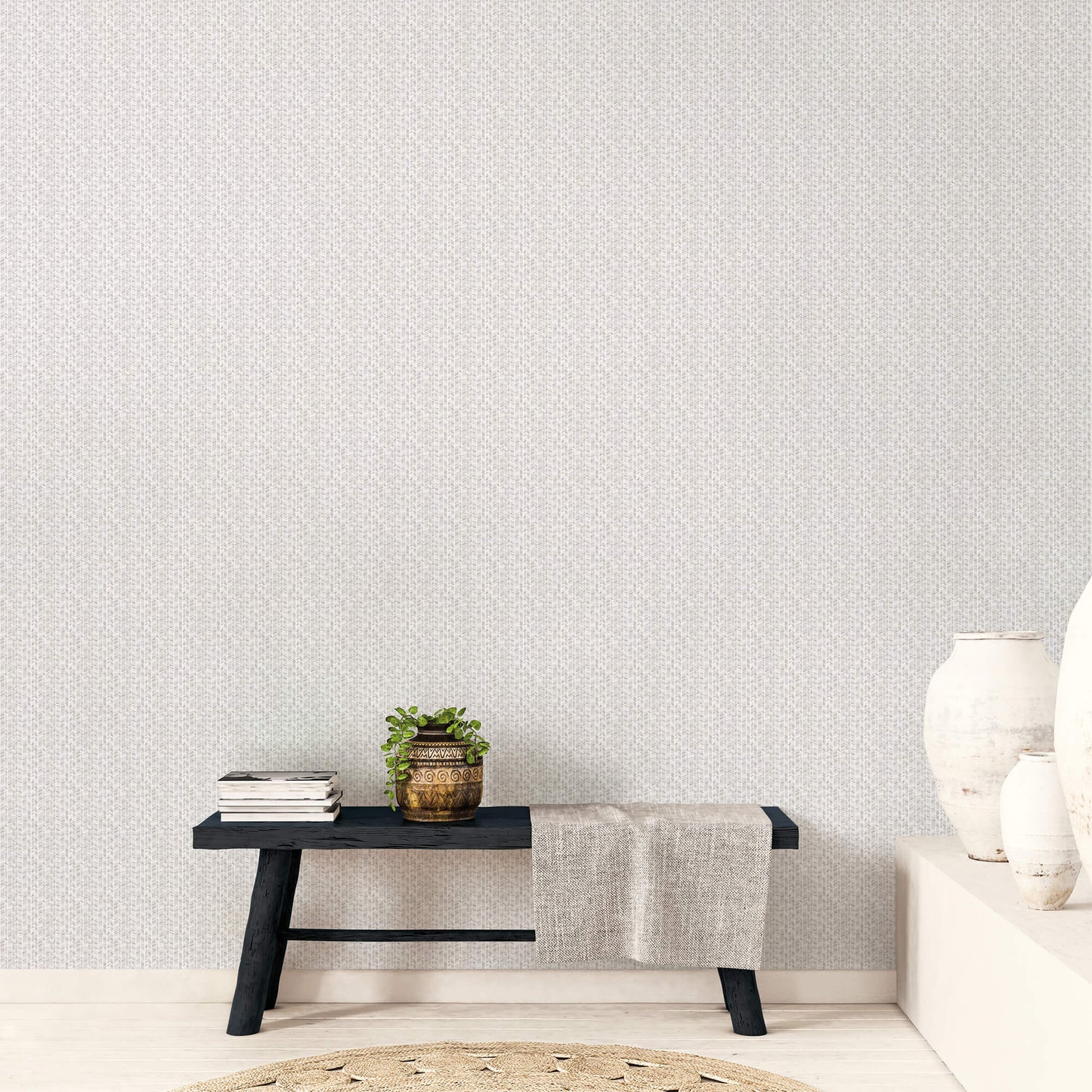 Stained Glass Stripe Black/Grey Wallpaper from the Small Prints Collection by Galerie Wallcoverings