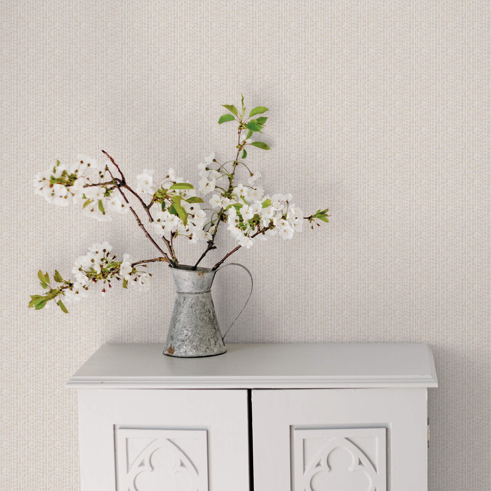 Stained Glass Stripe Taupe/Beige Wallpaper from the Small Prints Collection by Galerie Wallcoverings