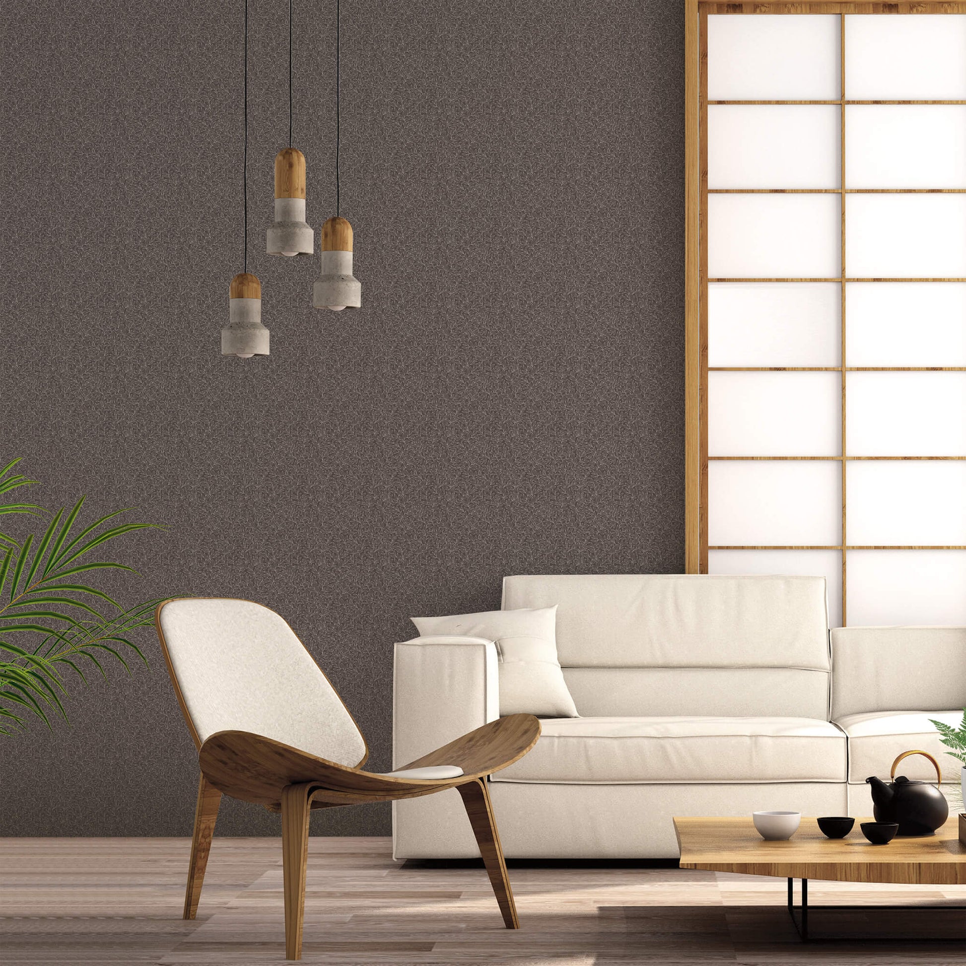 Stencil Leaf Black Wallpaper from the Small Prints Collection by Galerie Wallcoverings