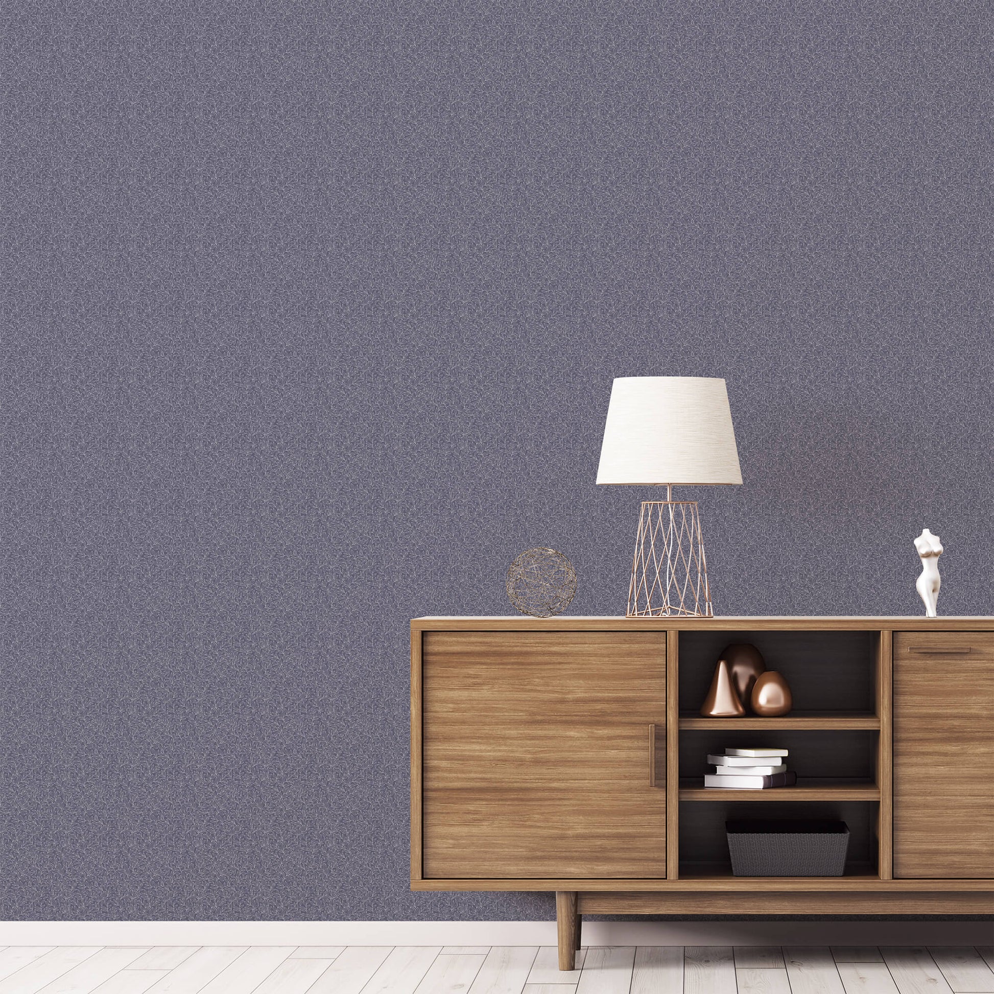 Stencil Leaf Navy Wallpaper from the Small Prints Collection by Galerie Wallcoverings