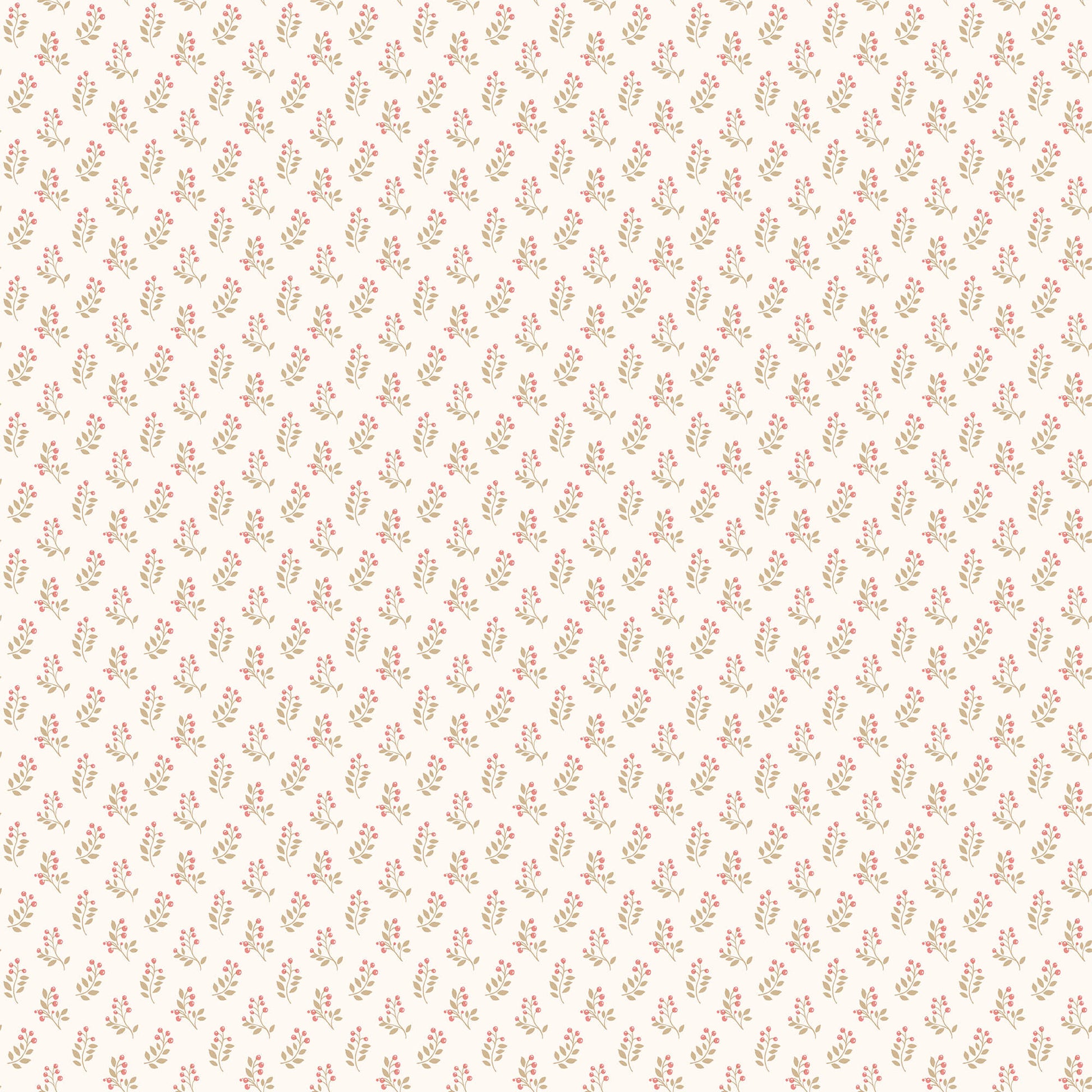 Vintage Bud Cranberry/Tan Wallpaper from the Small Prints Collection by Galerie Wallcoverings