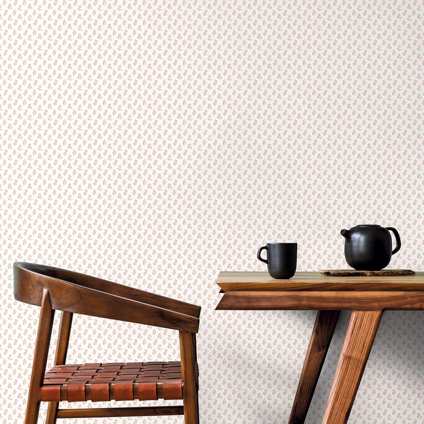 Vintage Bud Cranberry/Tan Wallpaper from the Small Prints Collection by Galerie Wallcoverings