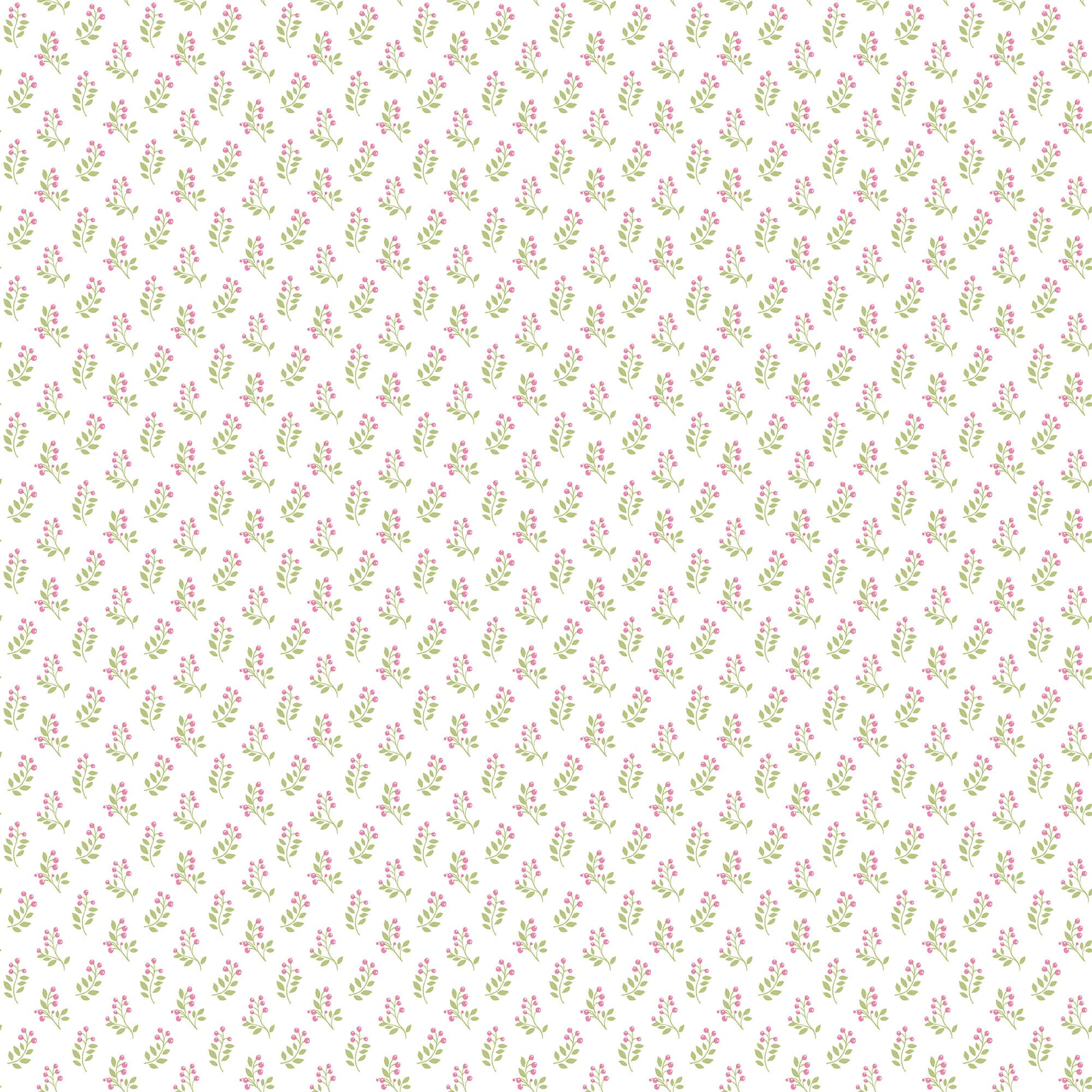 Vintage Bud Pink/Green Wallpaper from the Small Prints Collection by Galerie Wallcoverings