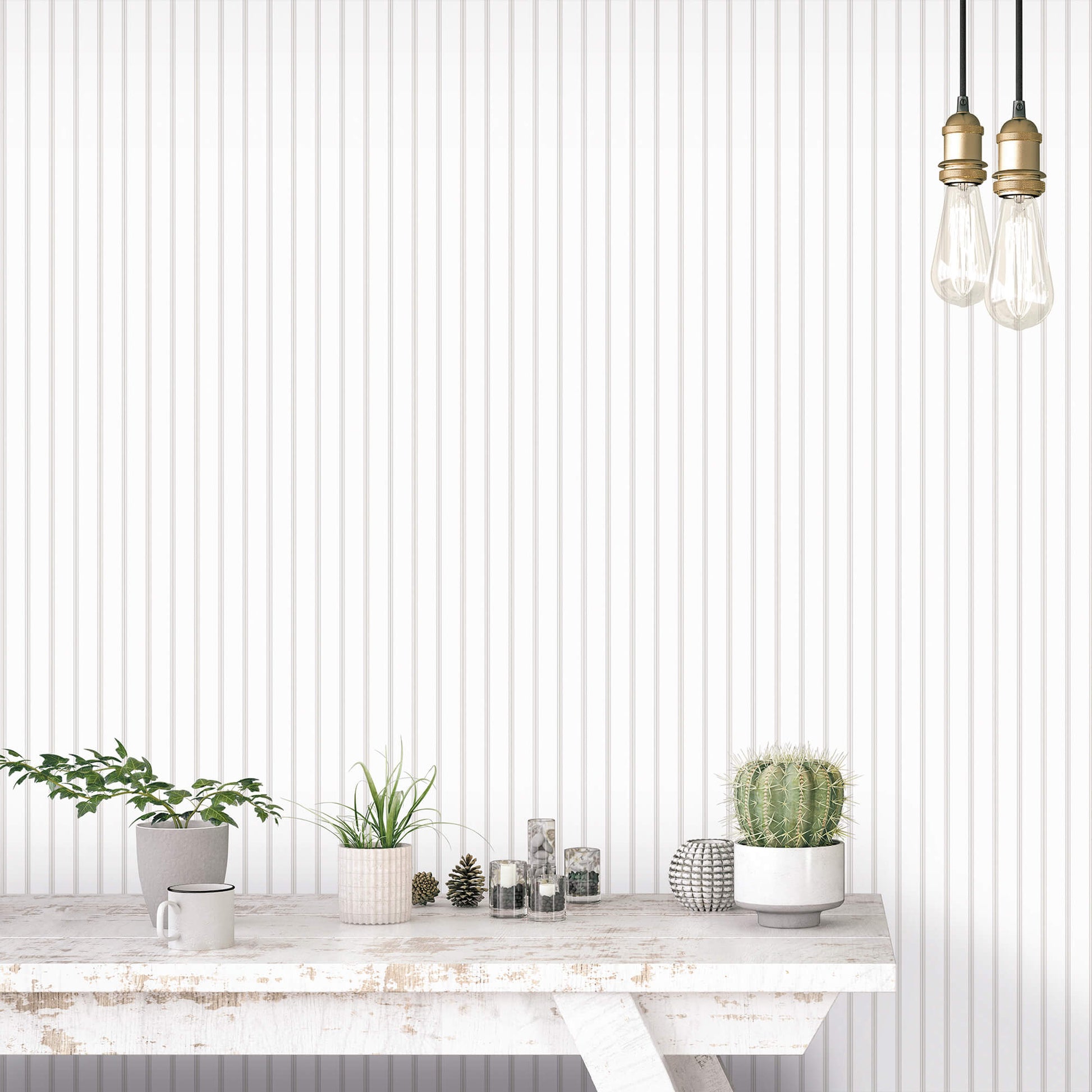 Napkin Stripe Grey/Beige Wallpaper from the Just Kitchens Collection by Galerie Wallcoverings