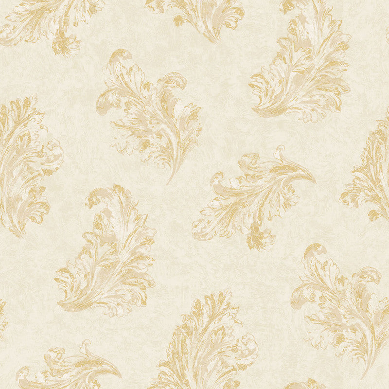 Sample Acanthus  Wallpaper in Cream/Beige/Gold