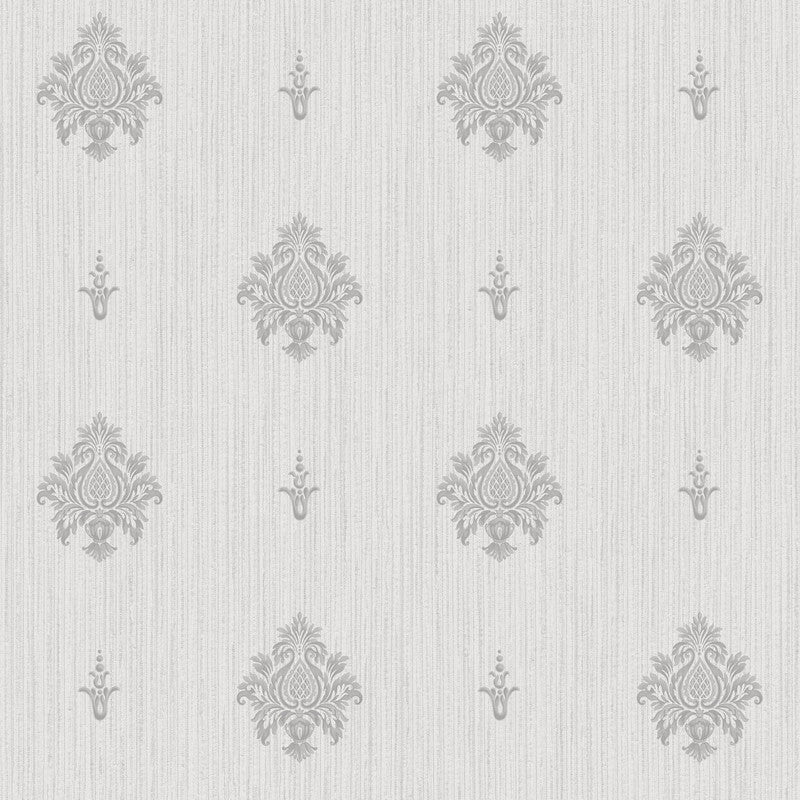 Sample Italian Motif Wallpaper in Silver Grey