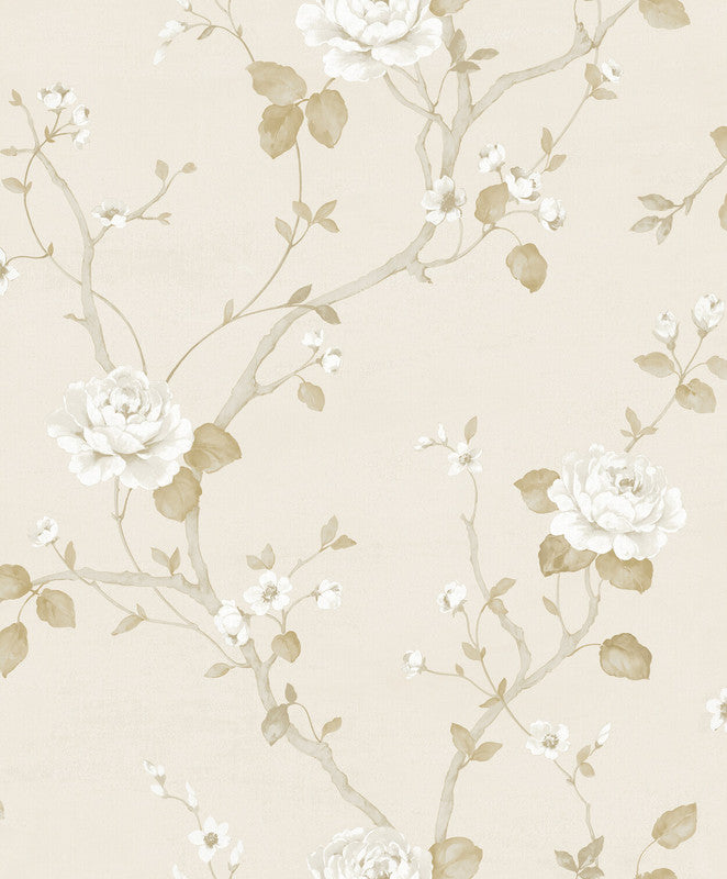 Sample Luisella Floral Wallpaper in Cream/Beige/Gold