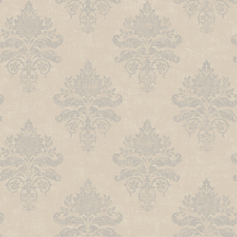 Sample Medallion Damask Wallpaper in Beige