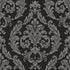 Sample Silk Damask Wallpaper in Black/Silver Grey