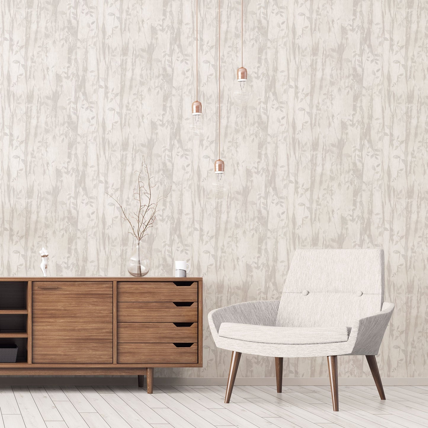 Batik Leaves Beige Wallpaper from the Atmosphere Collection by Galerie Wallcoverings