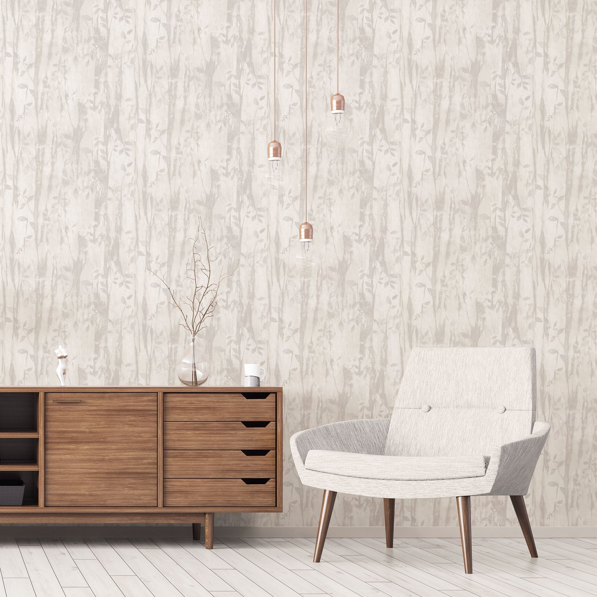 Batik Leaves Beige Wallpaper from the Atmosphere Collection by Galerie Wallcoverings
