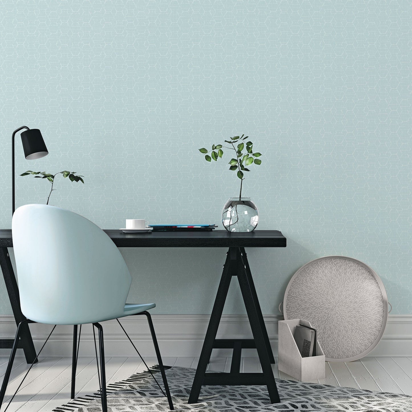 Hextex Aqua Wallpaper from the Atmosphere Collection by Galerie Wallcoverings
