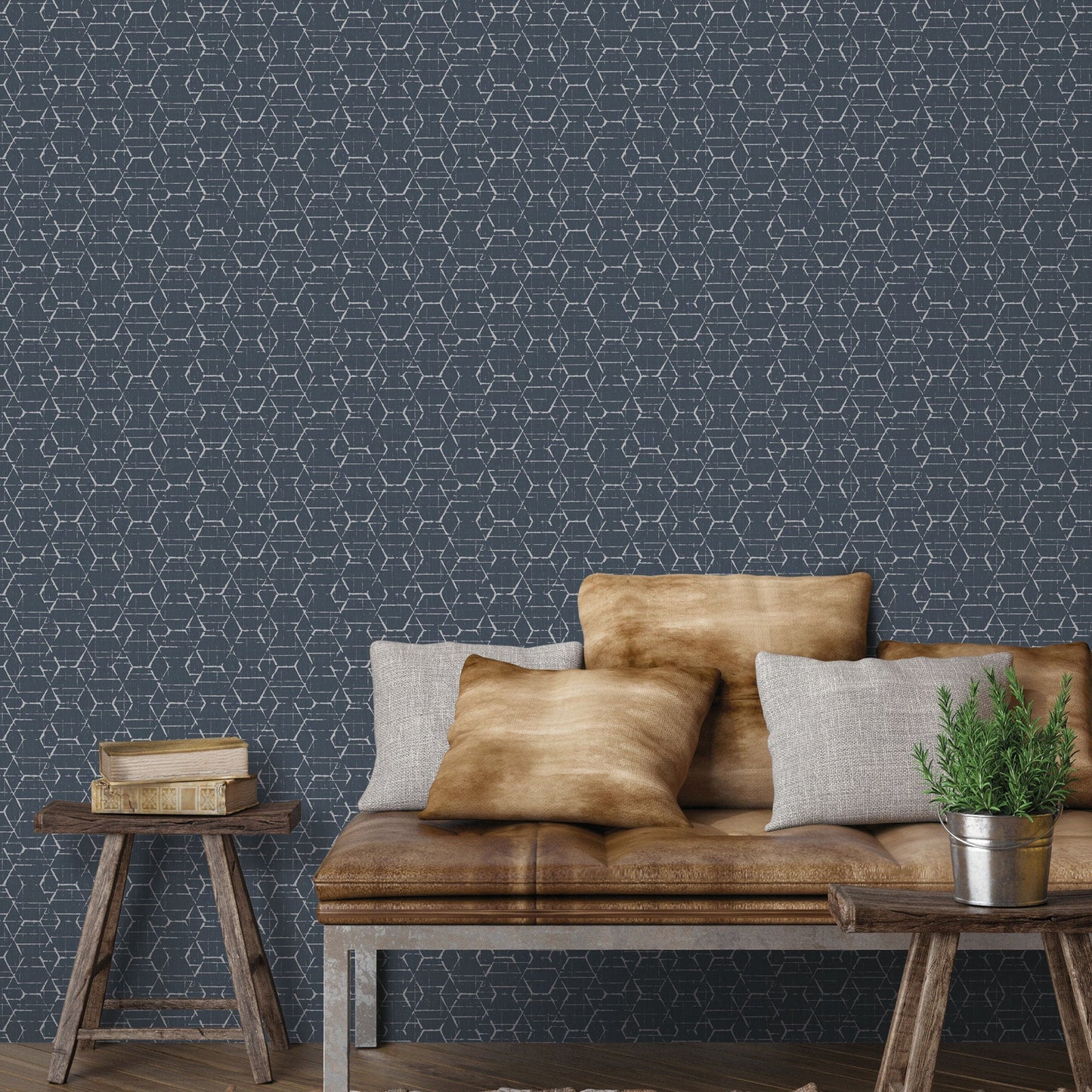 Hextex Blue Wallpaper from the Atmosphere Collection by Galerie Wallcoverings
