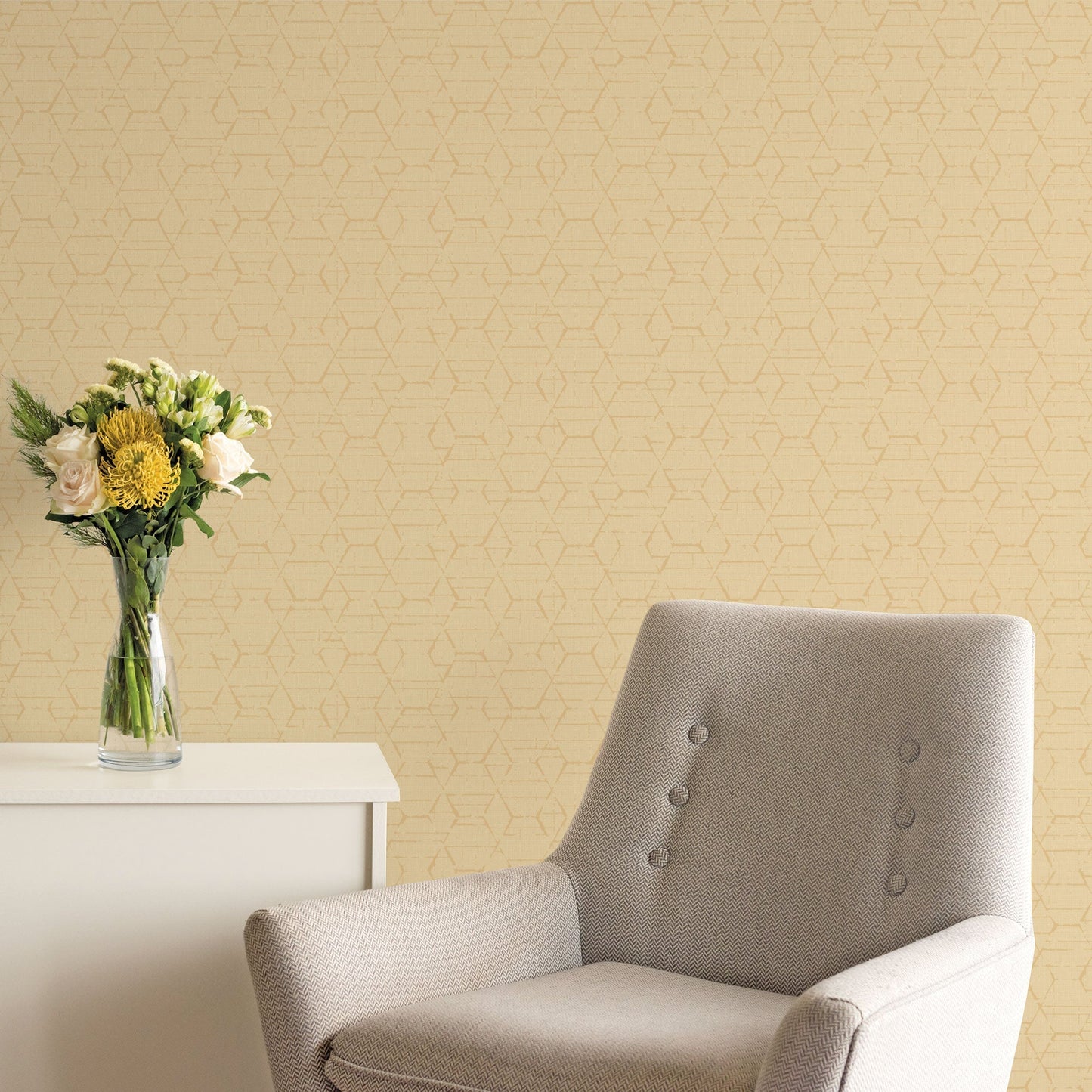 Hextex Ochre/Gold Wallpaper from the Atmosphere Collection by Galerie Wallcoverings