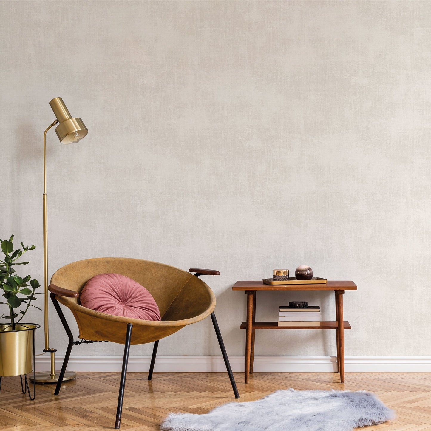 Metallic Linen Beige Wallpaper from the Atmosphere Collection by Galerie Wallcoverings