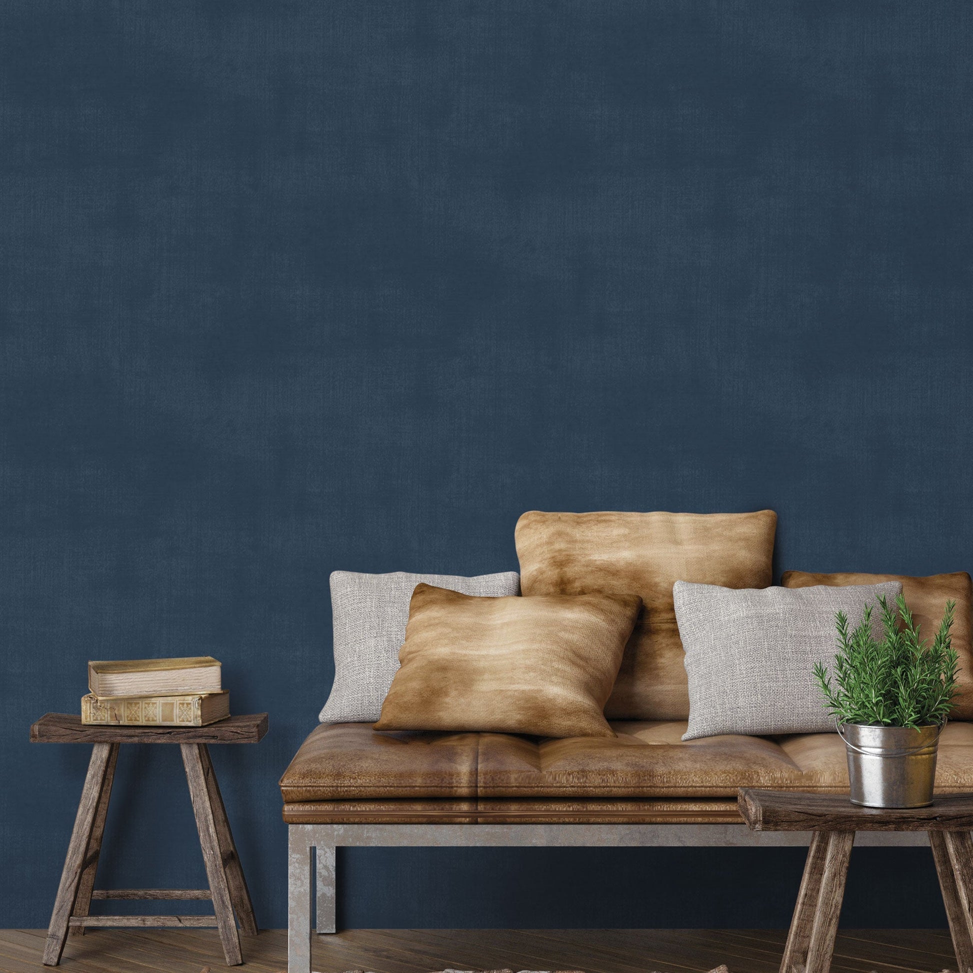 Metallic Linen Navy Wallpaper from the Atmosphere Collection by Galerie Wallcoverings