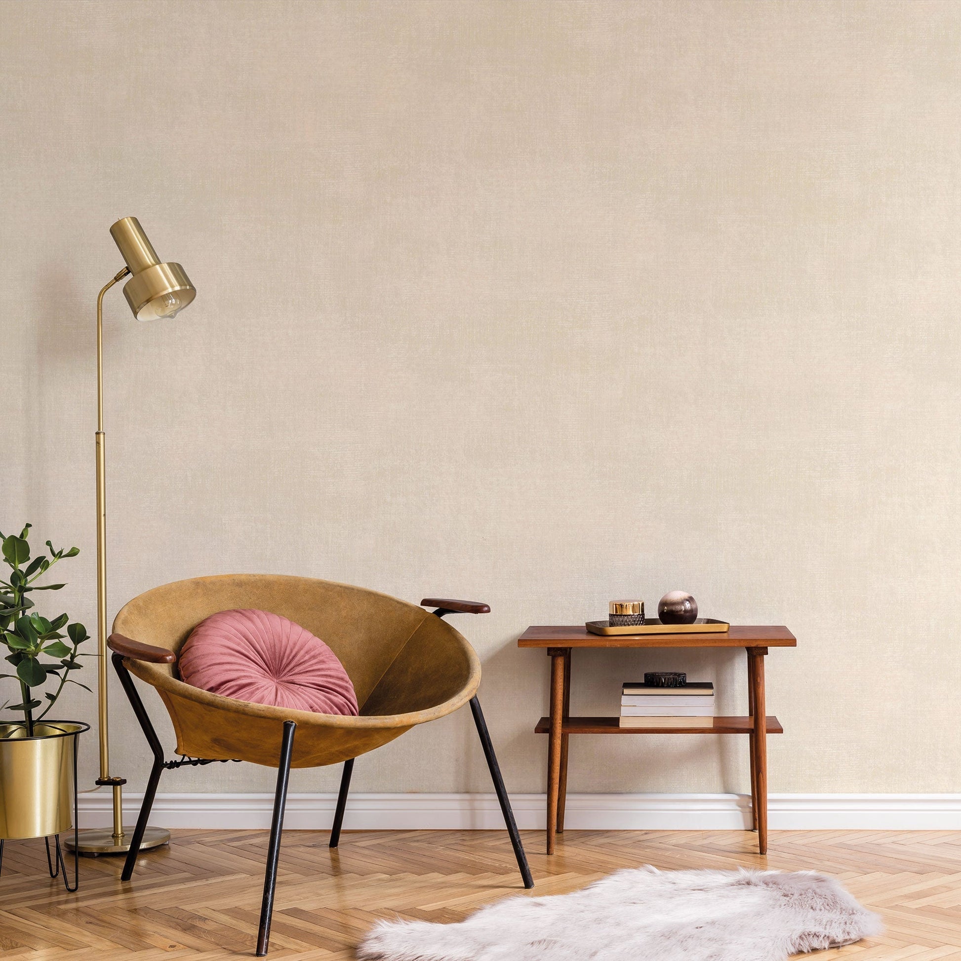 Metallic Linen Taupe Wallpaper from the Atmosphere Collection by Galerie Wallcoverings