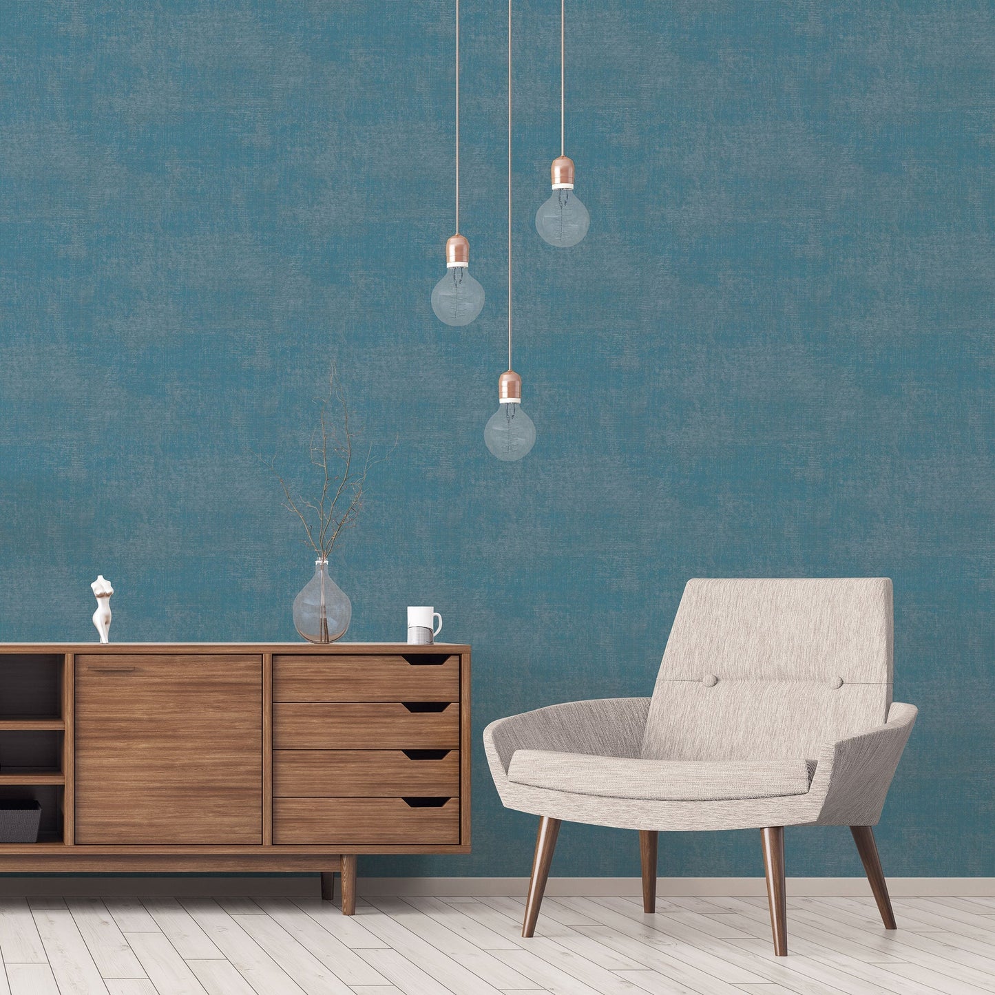 Metallic Linen Turquoise Wallpaper from the Atmosphere Collection by Galerie Wallcoverings