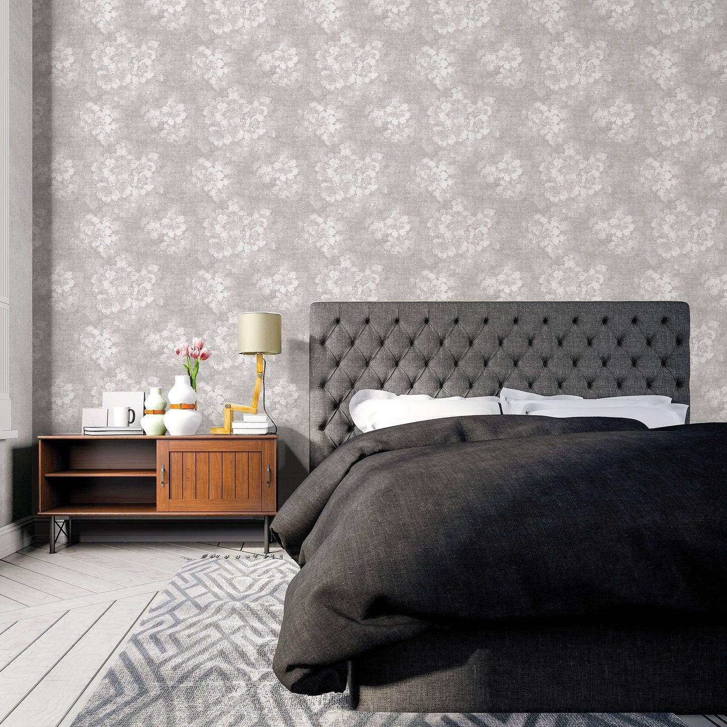 Mystic Floral Grey Wallpaper from the Atmosphere Collection by Galerie Wallcoverings